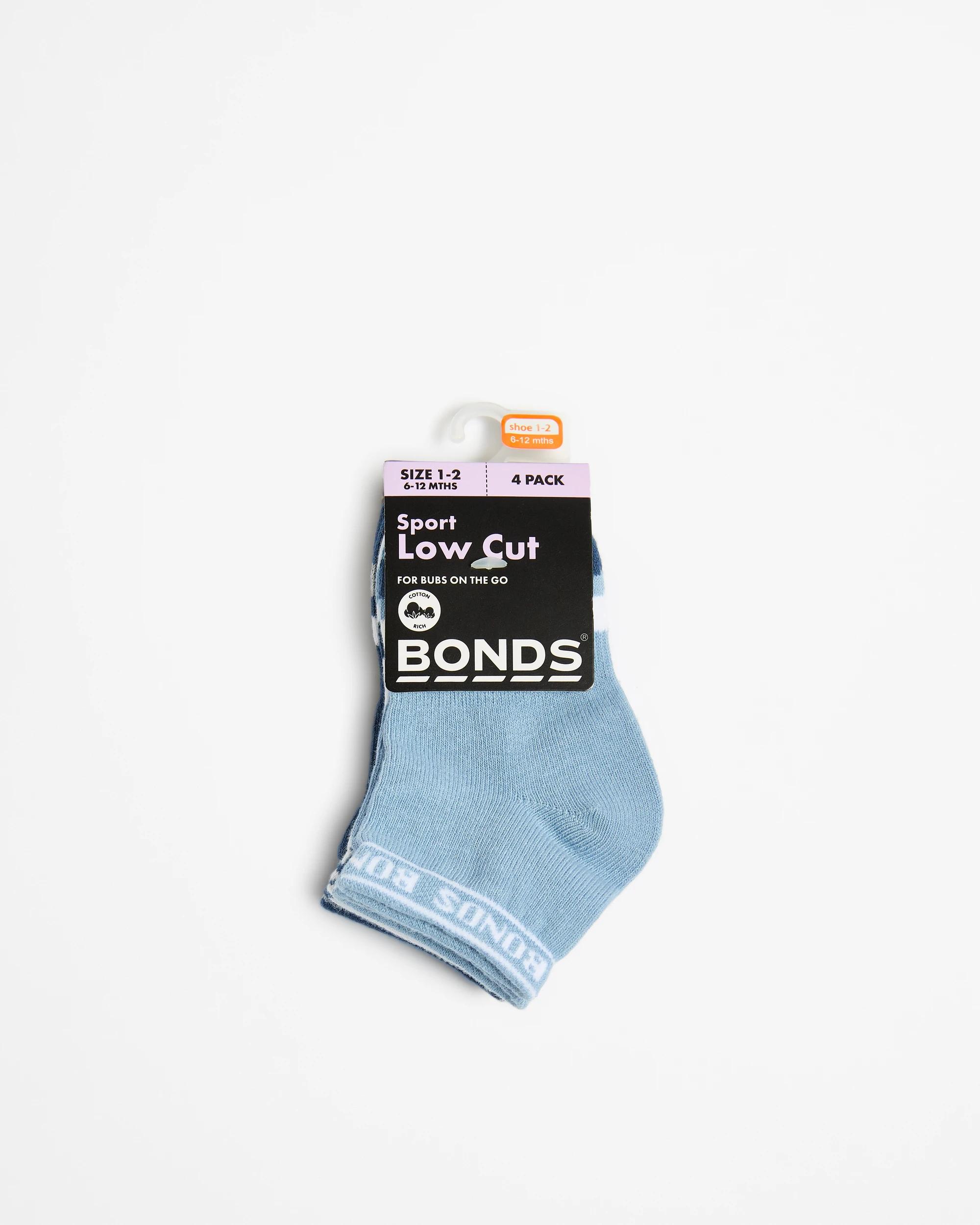 3 Baby Cotton Blend Logo Cushioned Sport Low Cut Socks 3 Pack - Bonds BLUE/WHITE/NAVY/GREY, 3 of 3