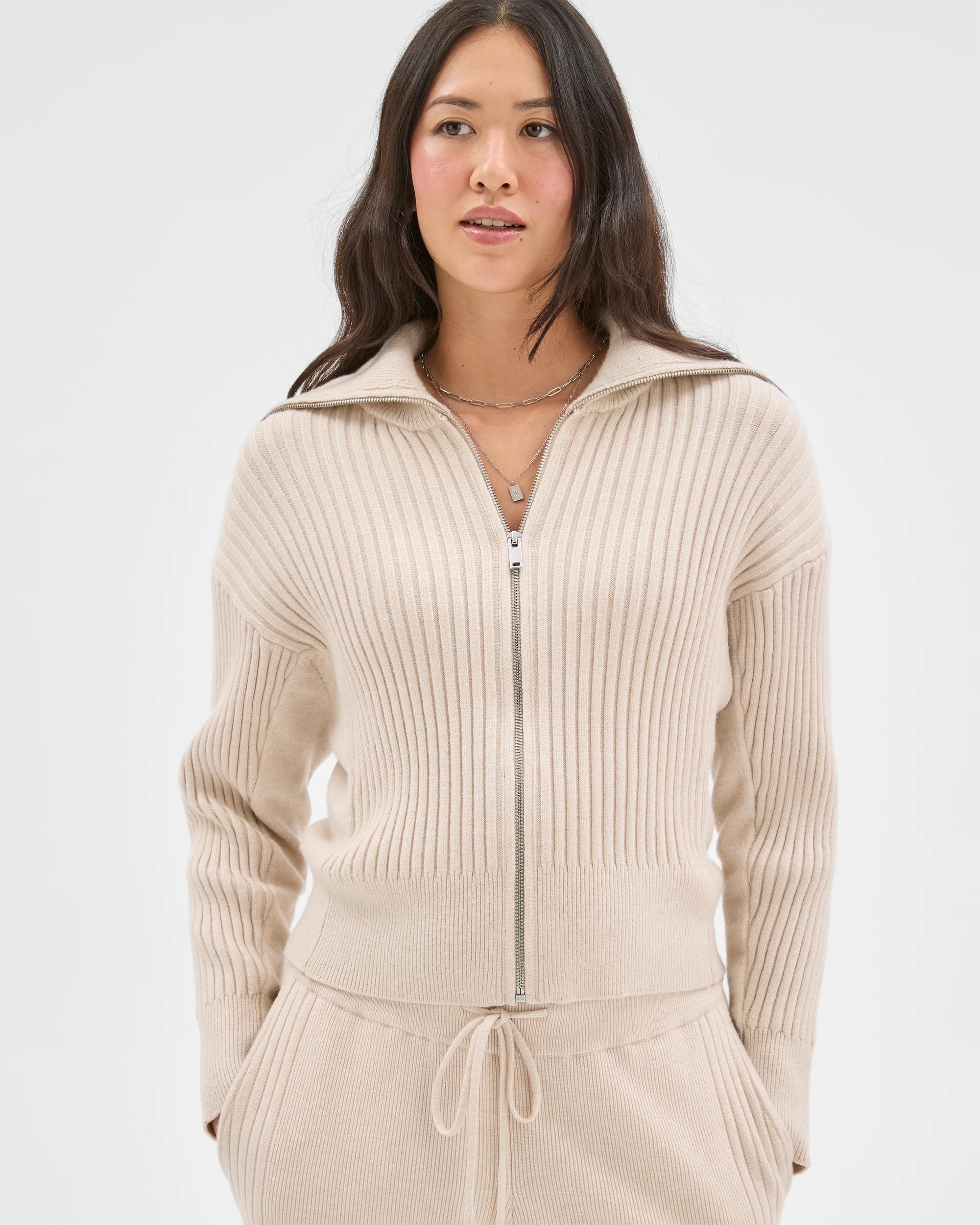2 Target Woman Clean Knit Rib Zip Through Jumper BIRCH MARLE, 2 of 7