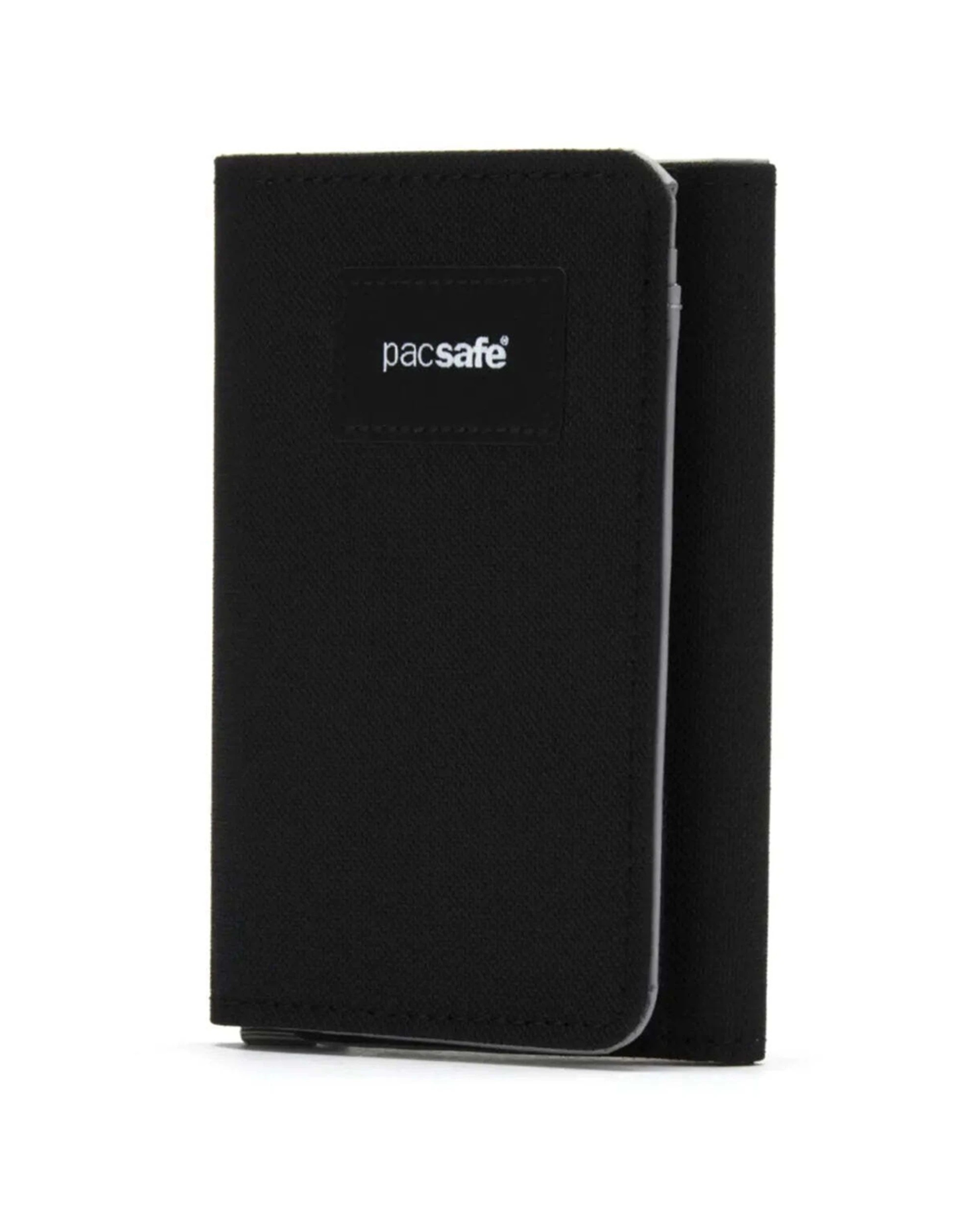 1 Pacsafe RFIDsafe Trifold Wallet RFID Blocking Recycled Slim Profile Jet - Black, 1 of 6