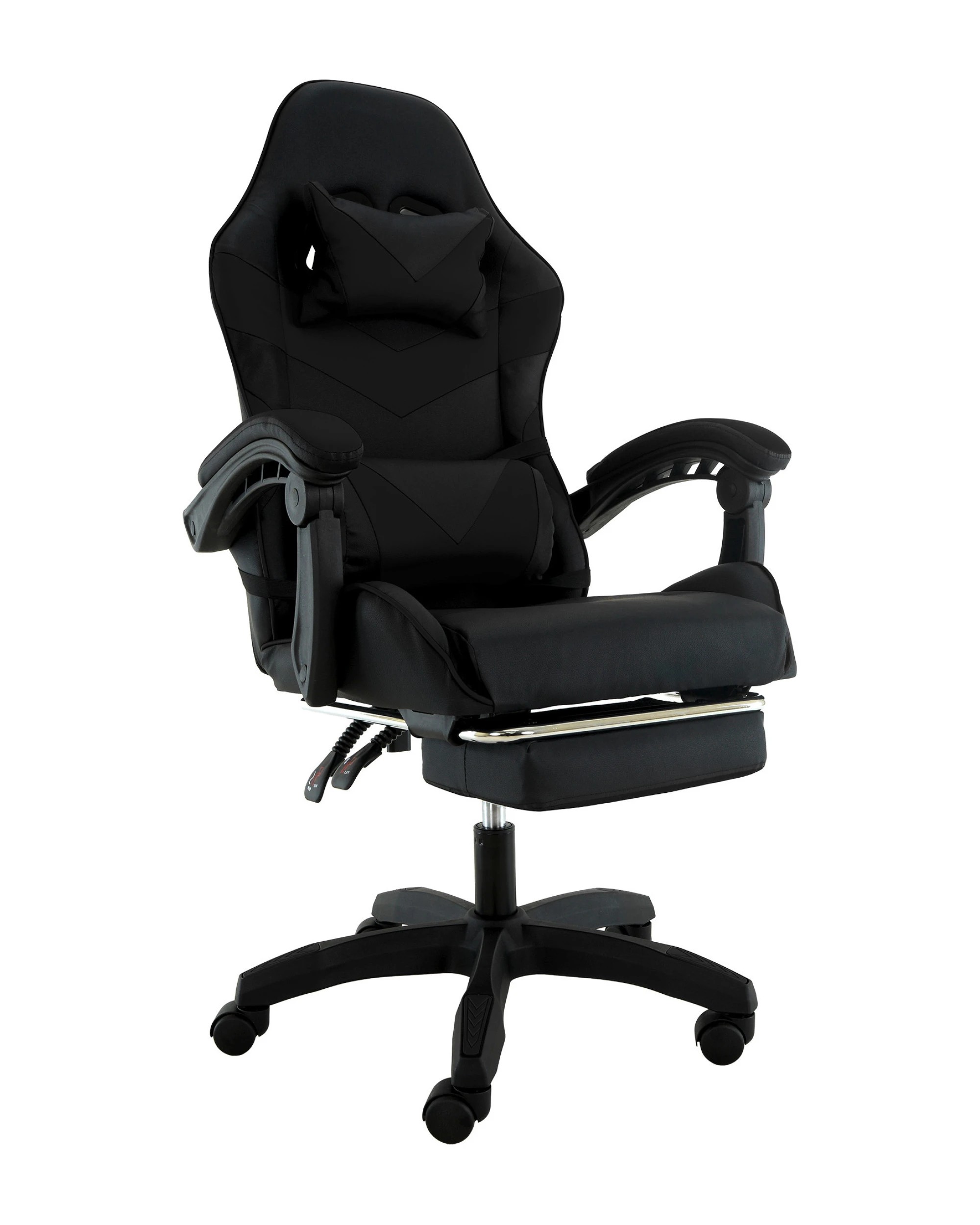 1 Sarantino Cueva Reclining High Back Office Gaming Chair Black Retractable Footrest Computer Seat, 1 of 5
