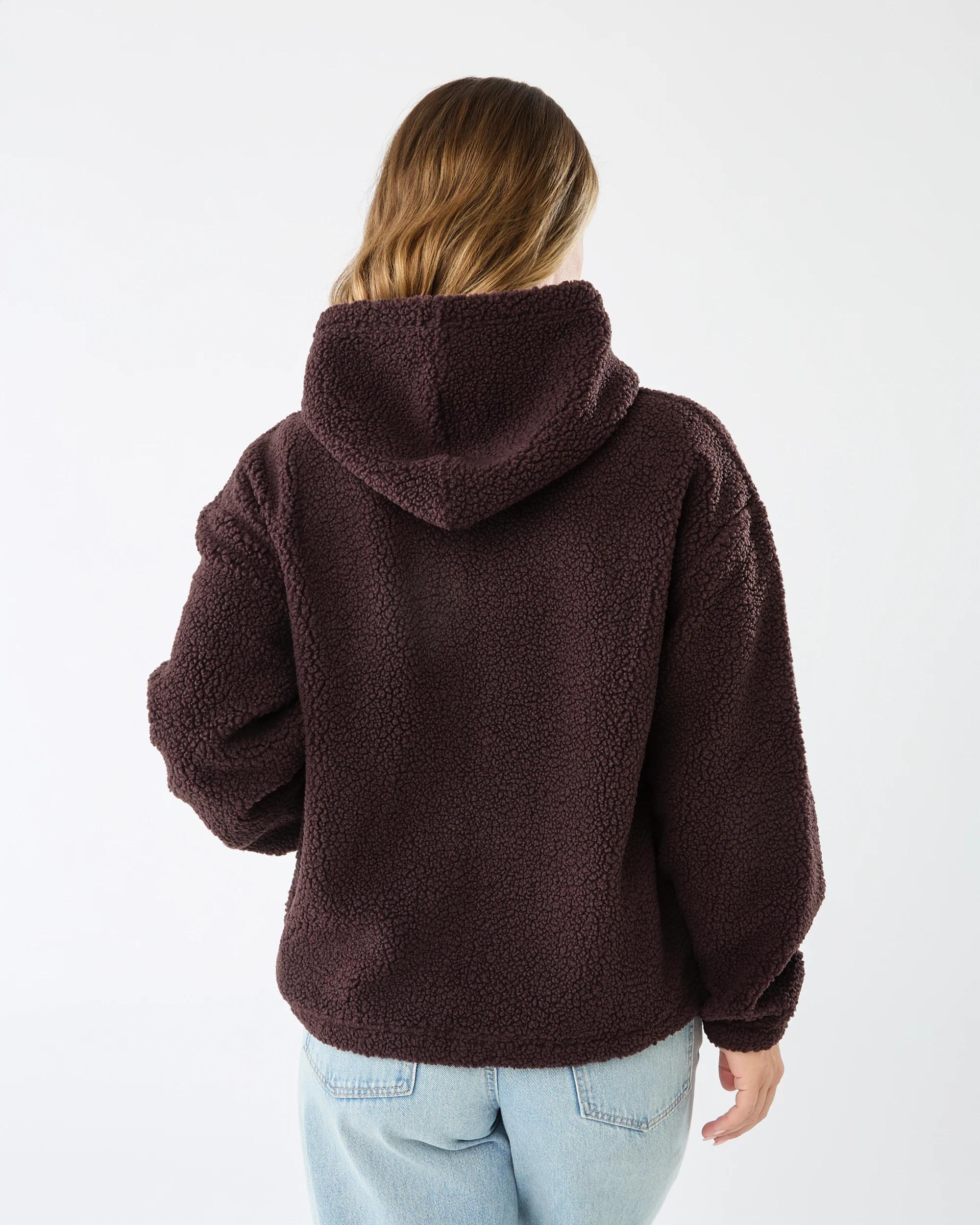 3 Boucle Cosy Zip Through Hoodie Choc Plum, 3 of 7