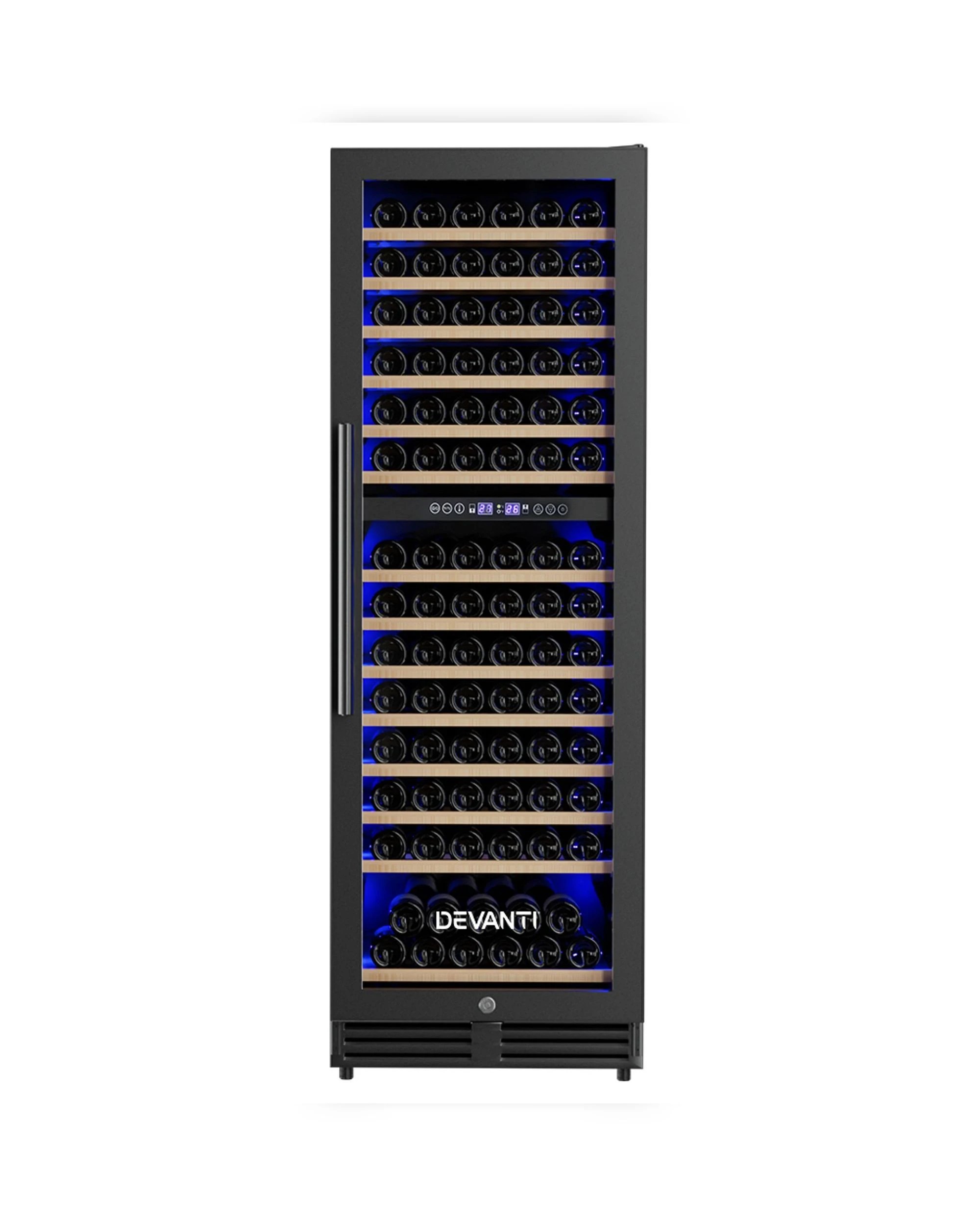 1 Devanti Wine Fridge Cooler Dual Zone 154 Bottles - Black, 1 of 7