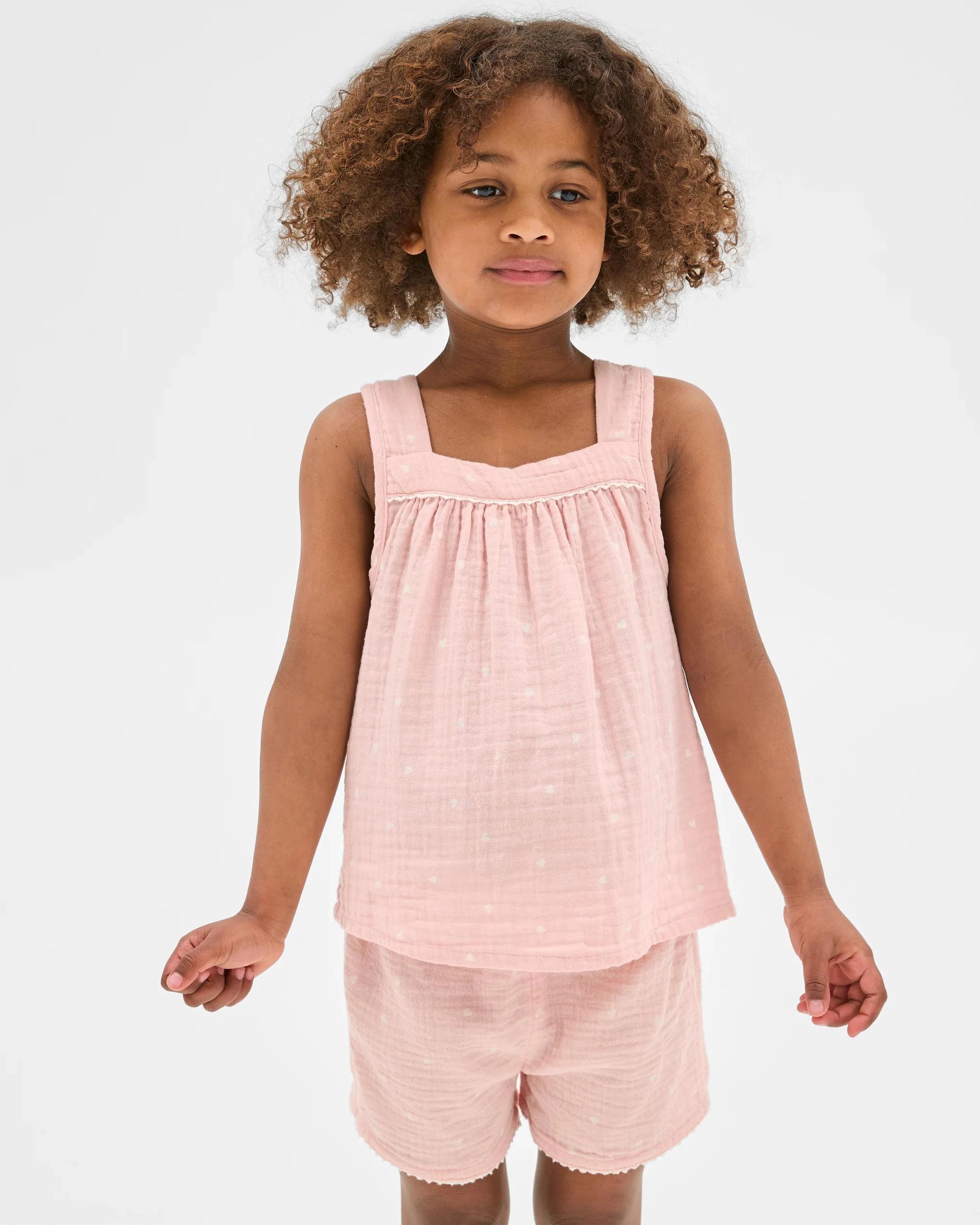 1 Target Australian Cotton Younger Girls Double Cloth Cami Short Pyjama Set HEART, 1 of 8