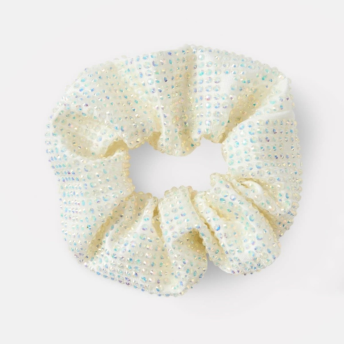 1 Diamante Scrunchie - Beige, 1 of 2