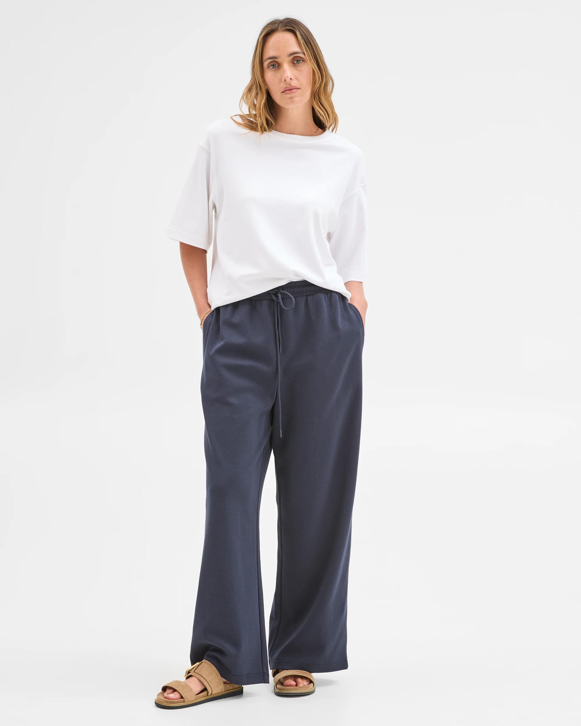 1 Target Woman Australian Cotton Blend Wide Leg Interlock Pants NIGHT SKY, 1 of 6