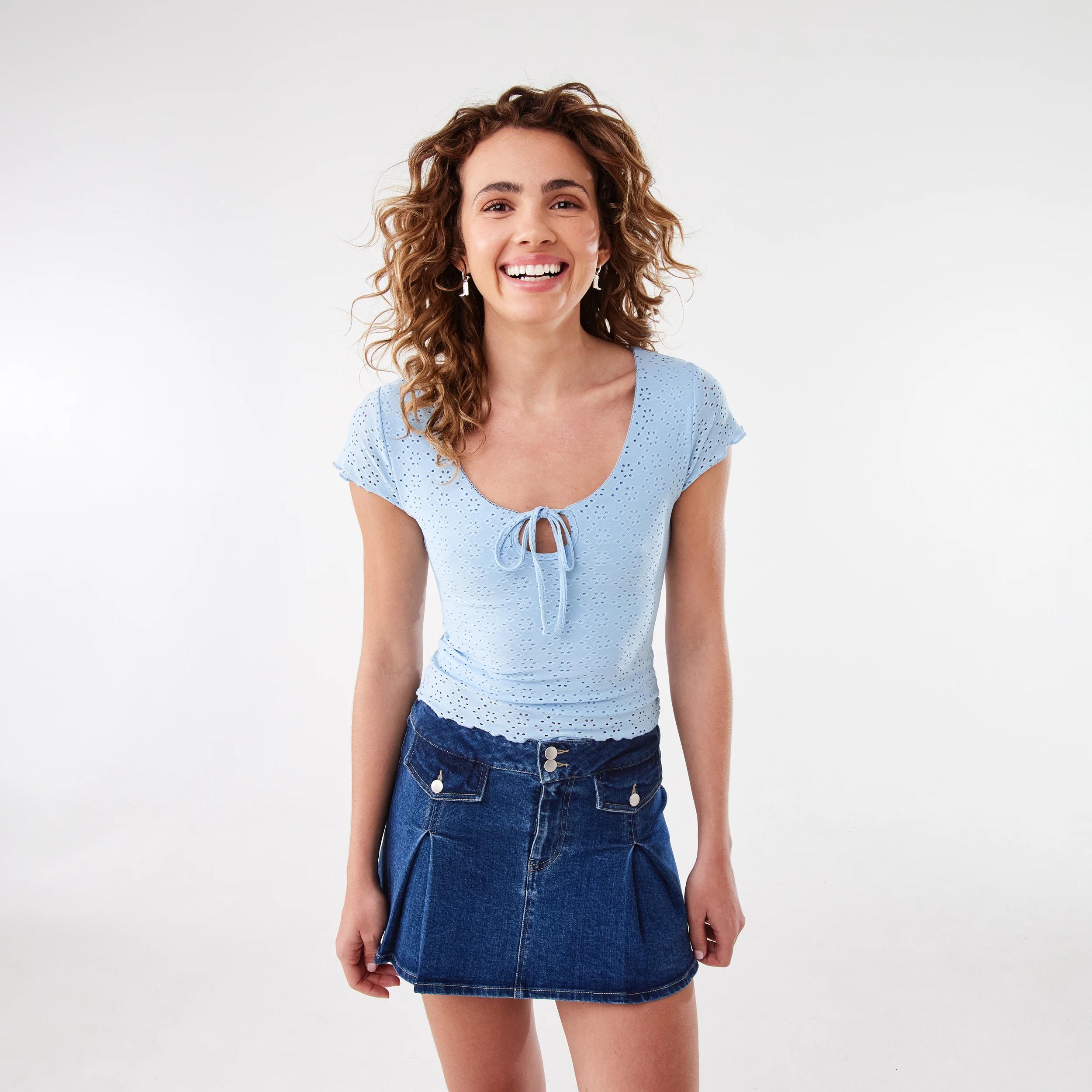 8 Broderie Knit Top Picnic Blu, 8 of 8