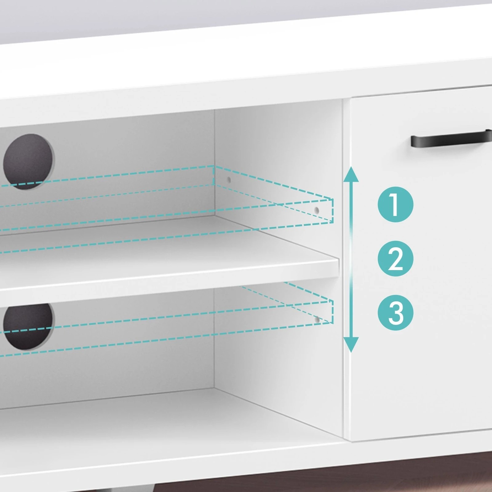 4 Alfordson TV Cabinet Entertainment Unit Stand Storage Shelf 160cm - White, 4 of 10