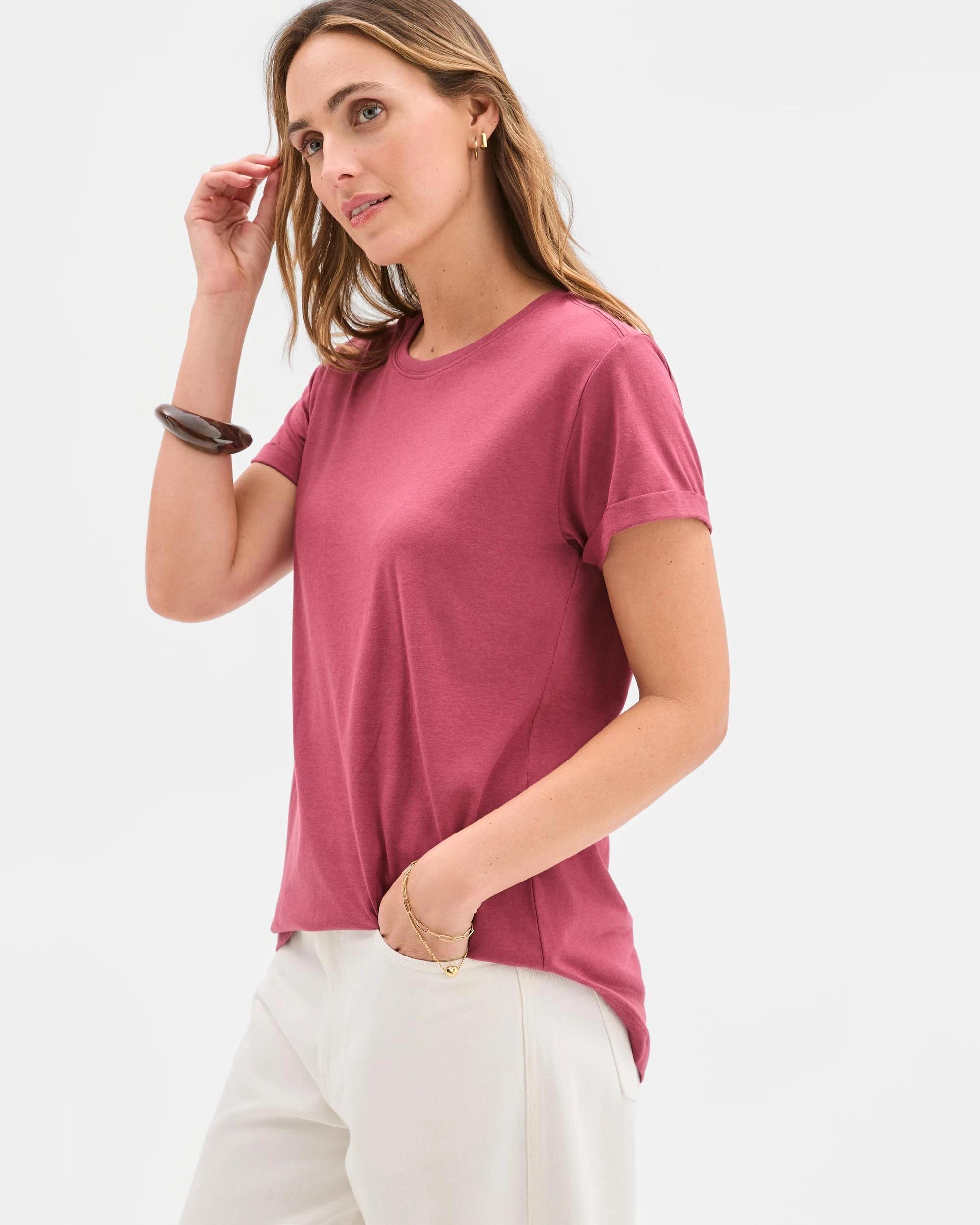 4 Target Cotton/Modal Relaxed Crew T-Shirt MULBERRY, 4 of 5