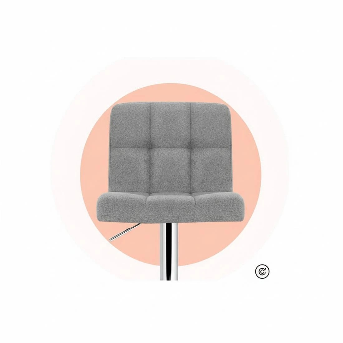 7 Artiss 2x Bar Stools Fabric Gas Lift - Grey, 7 of 8