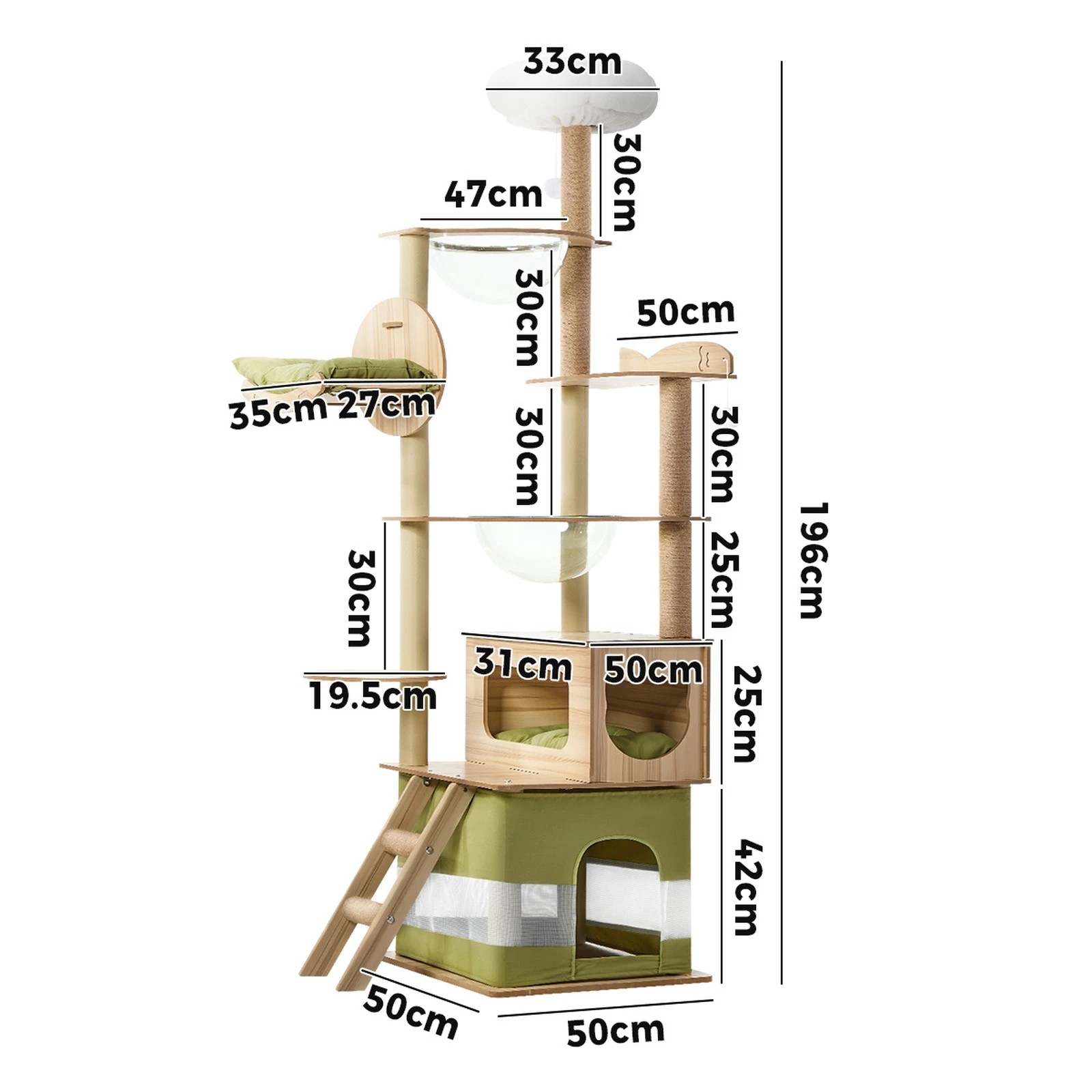 10 Alopet Cat Tree Tower Scratching Post Scratcher 196cm Condo House Bed Furniture
 - natural, 10 of 10