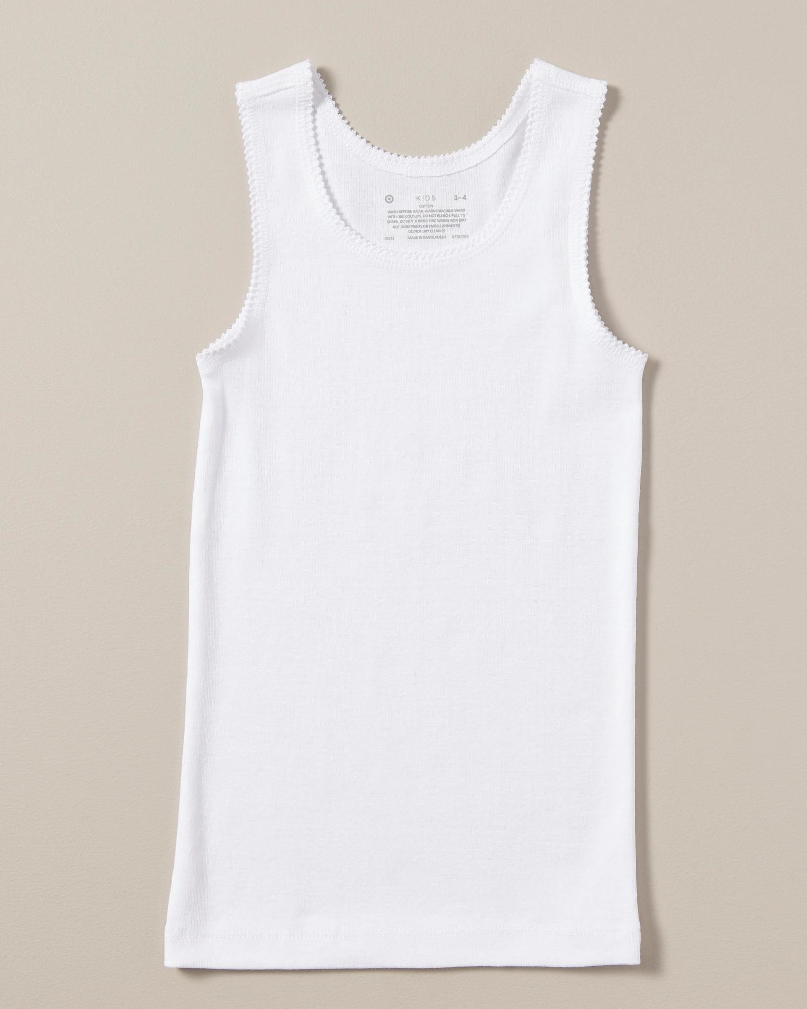 3 Target Girls Cotton Vests - 3 Pack WHITE, 3 of 3