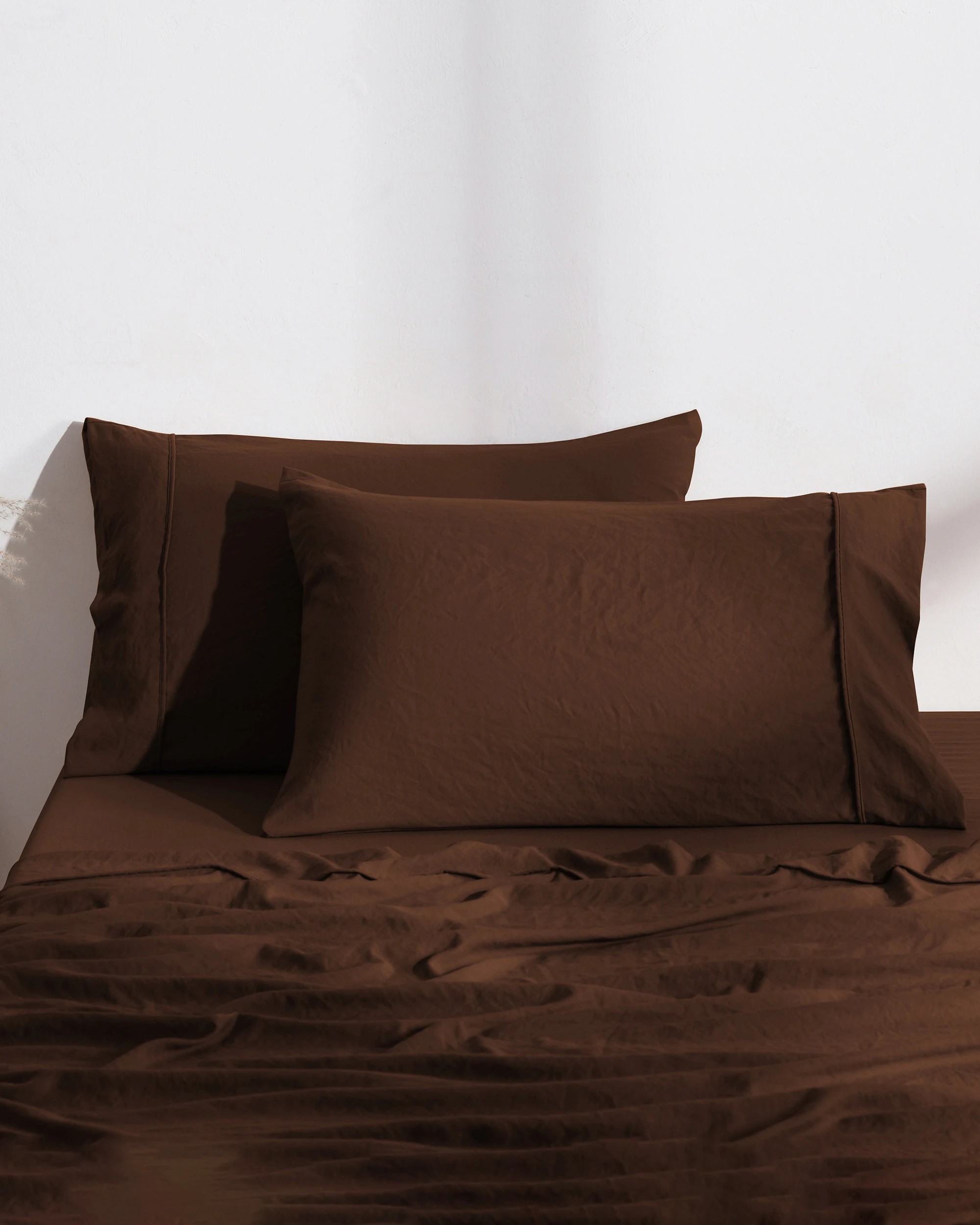 1 Dreamaker Superfine Washed Microfibre Standard Pillowcase Twin Pack - Chocolate, 1 of 6