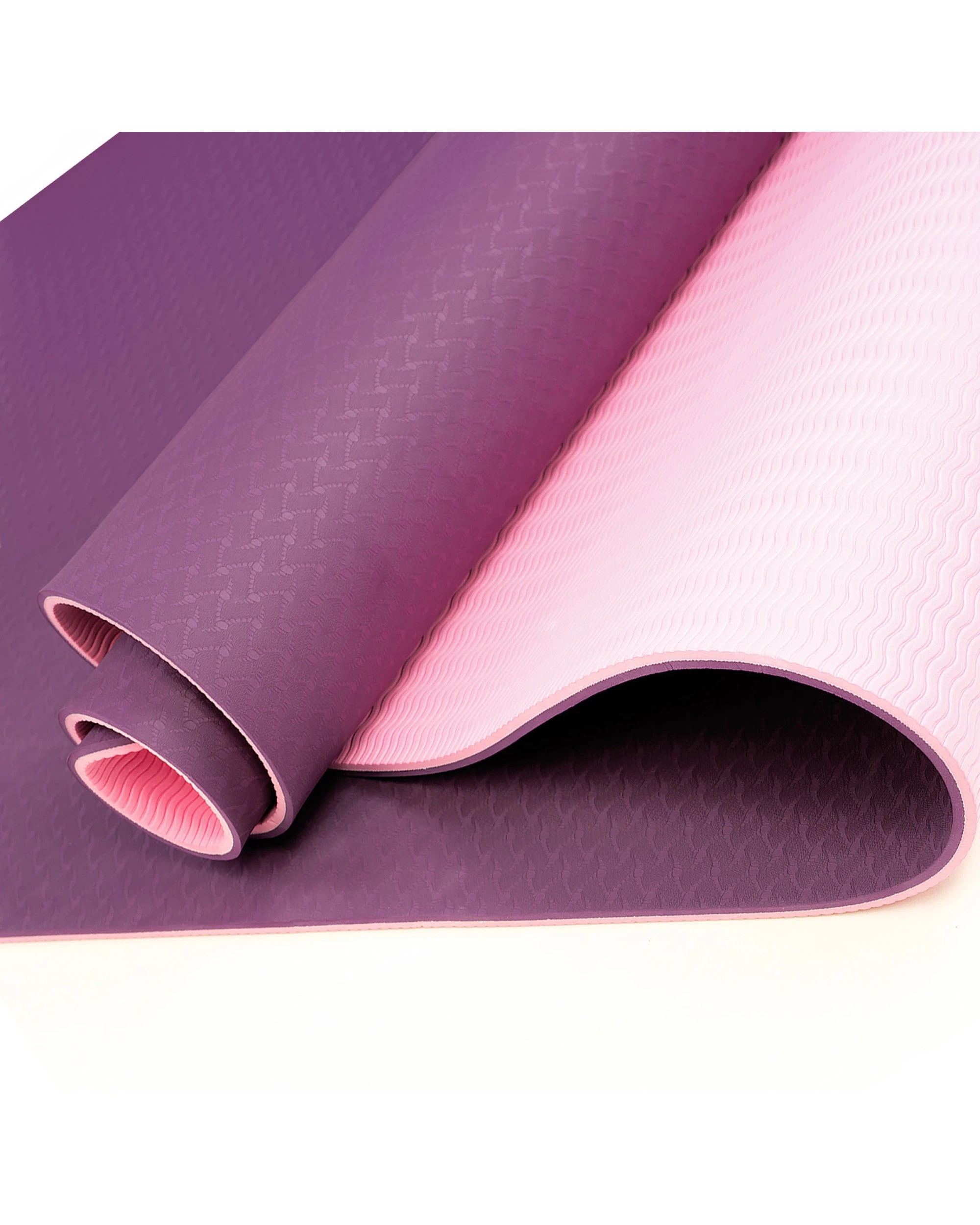4 Powertrain 8mm Thick Yoga Exercise Mat Home Gym Pilates Fitness Dual Layer TPE - Purple, 4 of 5