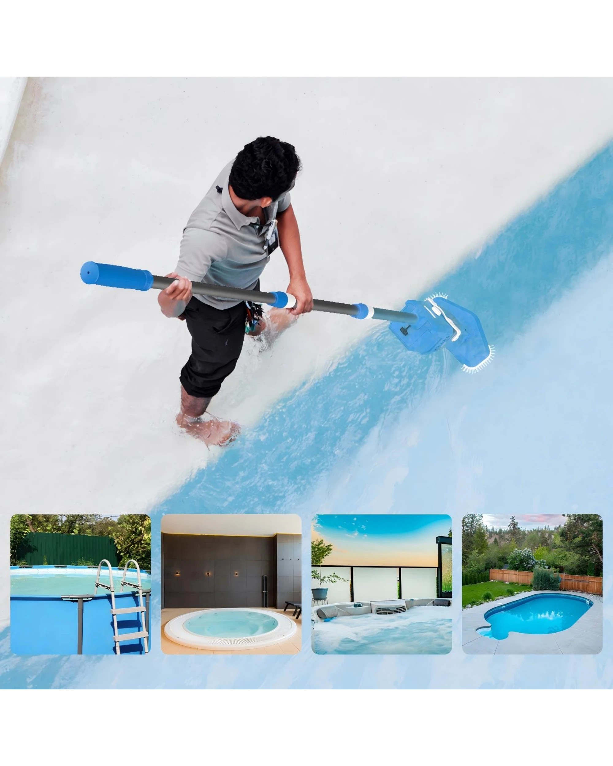 6 Advwin Rechargeable Pool Vacuum Cleaner with Telescopic Pole - Blue, 6 of 8