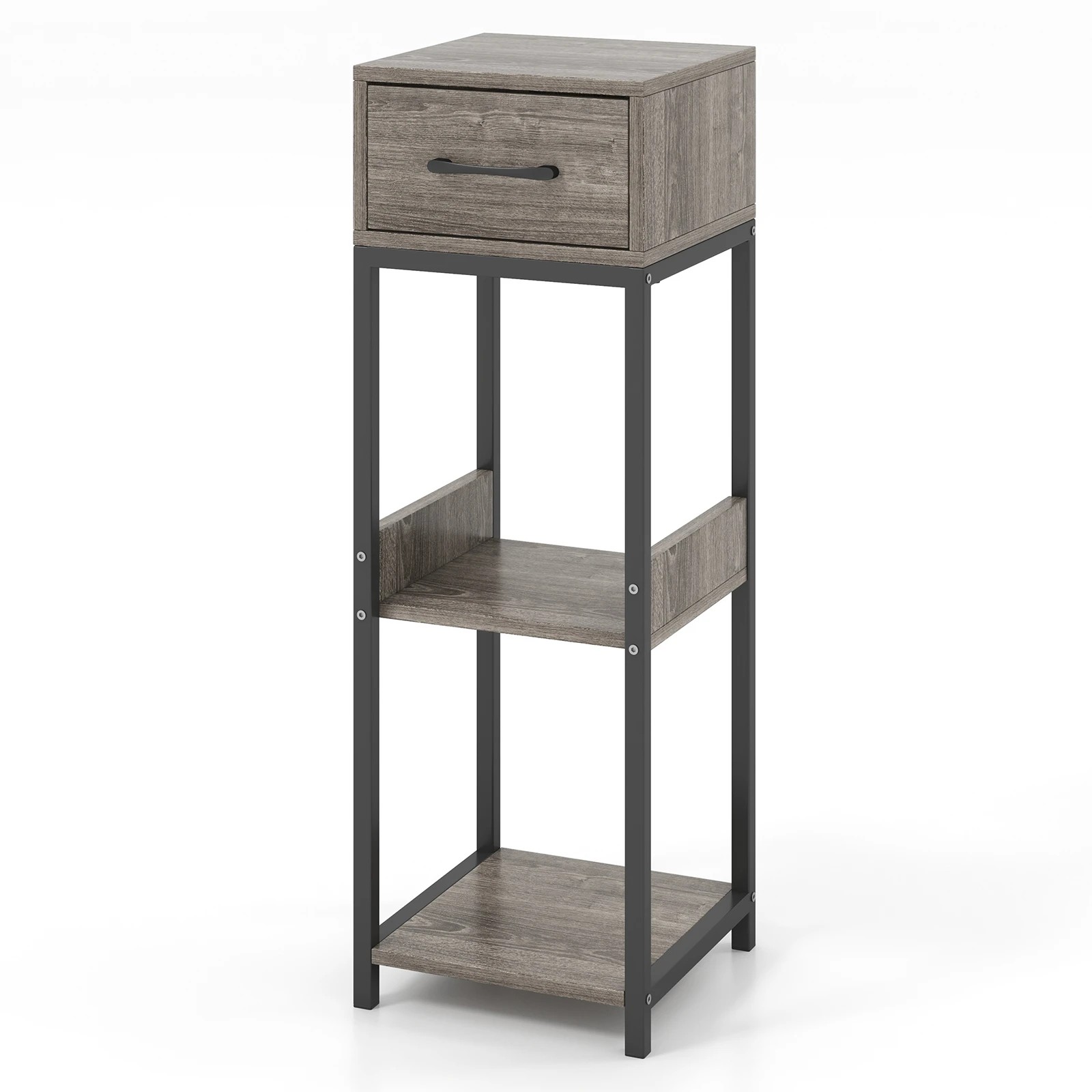 1 Costway 3-Tier Metal Plant Stand Flower Pot Holder Bookshelf w/Drawer Indoor Outdoor, 1 of 4