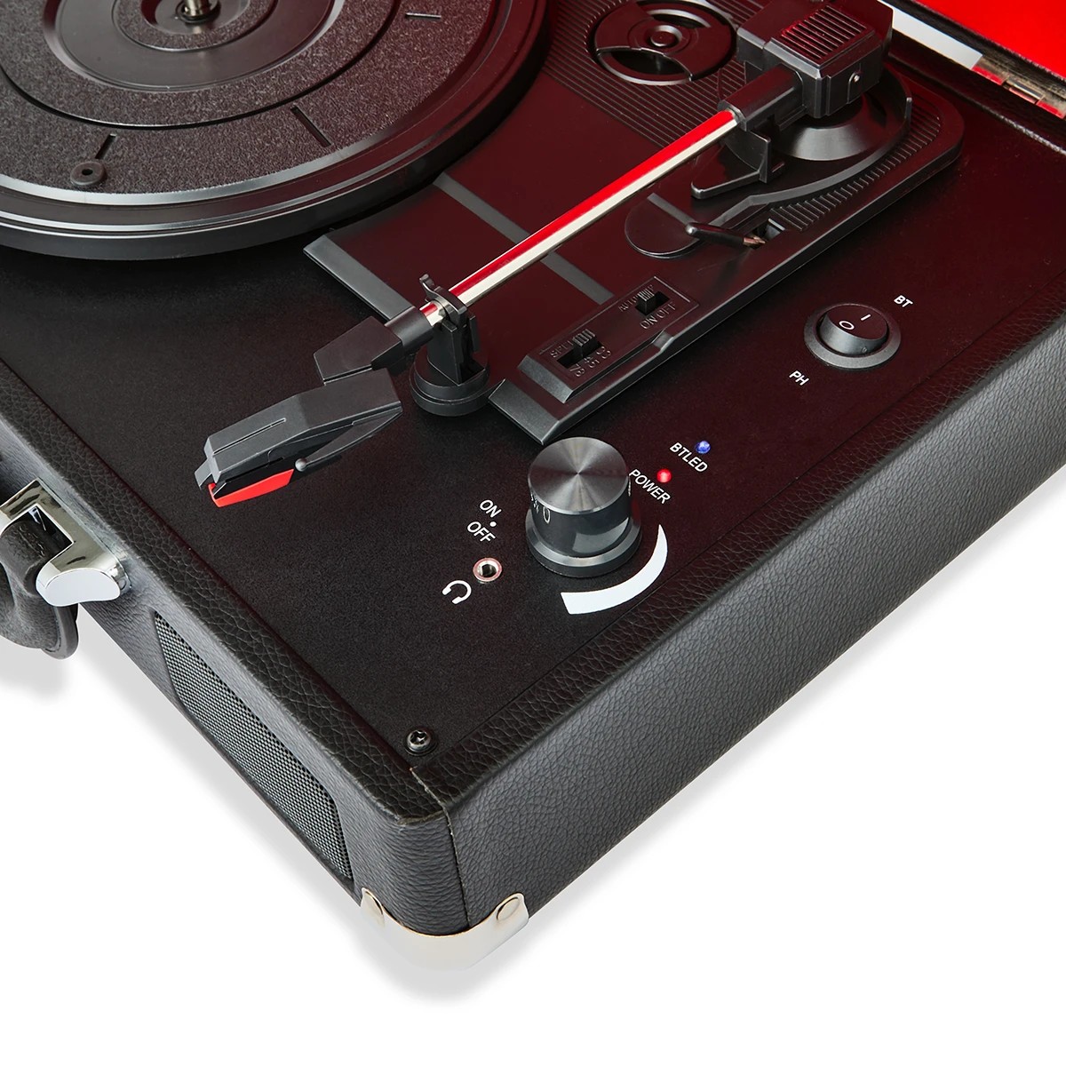 8 3 Speed Turntable with Bluetooth - Black and Red, 8 of 10