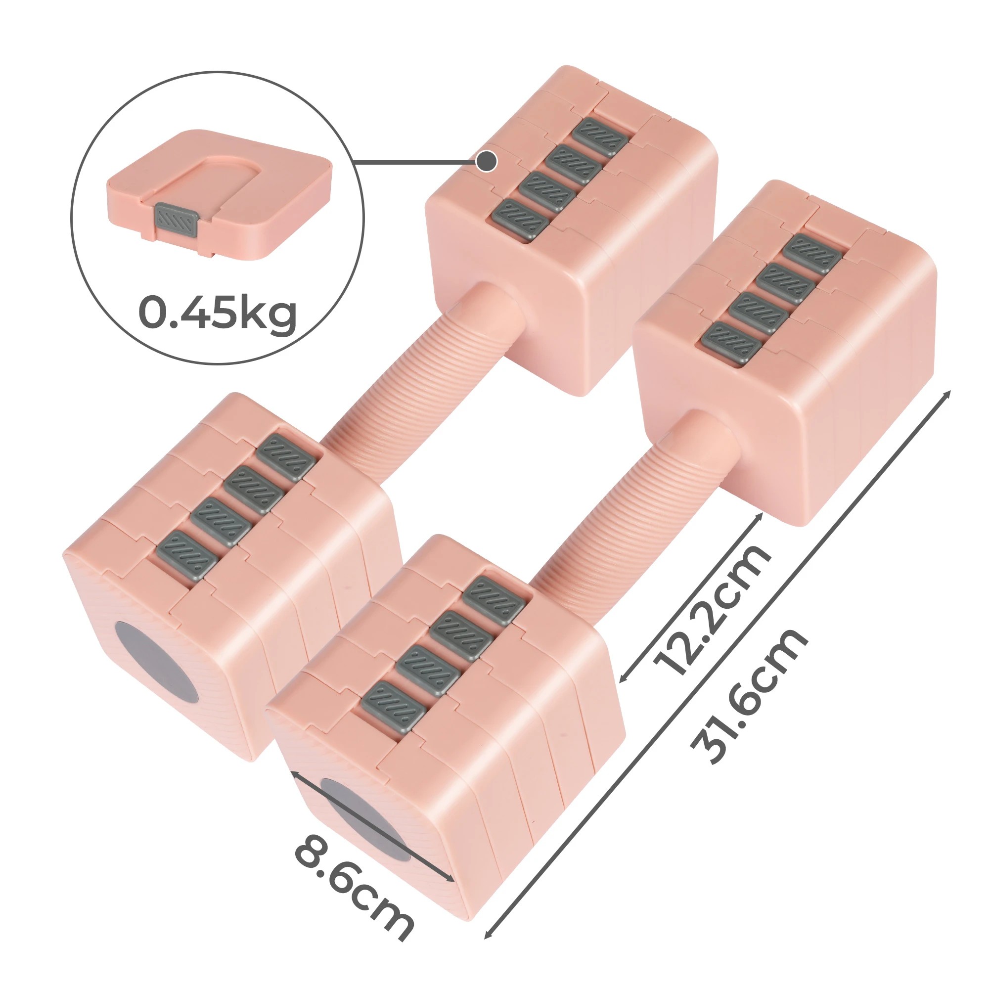 3 Centra A Pair 2.8kg-10kg Adjustable Dumbbells With Metal Weight Block Set, 3 of 7