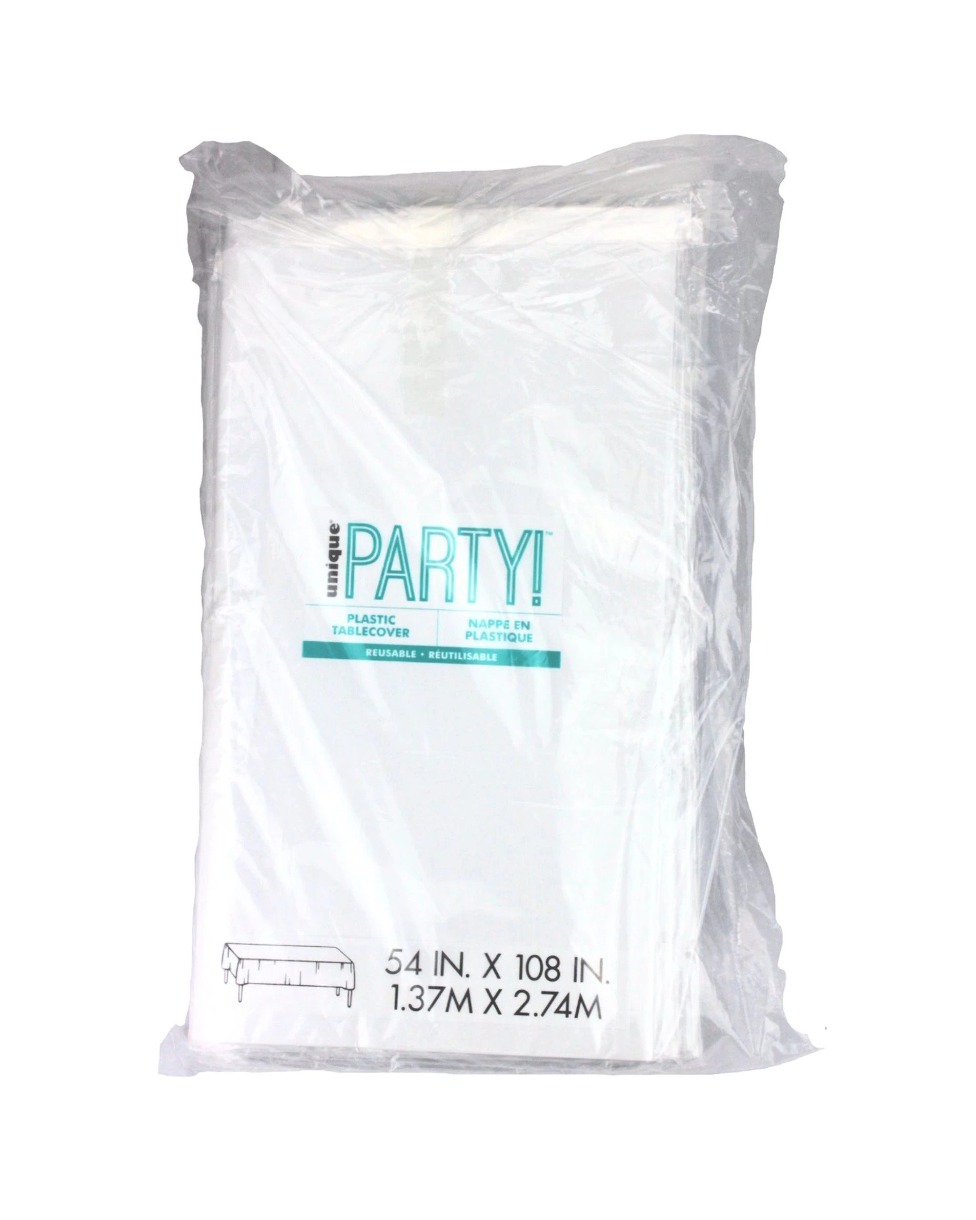 3 Meteor Bright Rectangular Plastic Tablecloths Bulk Pack of 12 - White, 3 of 4
