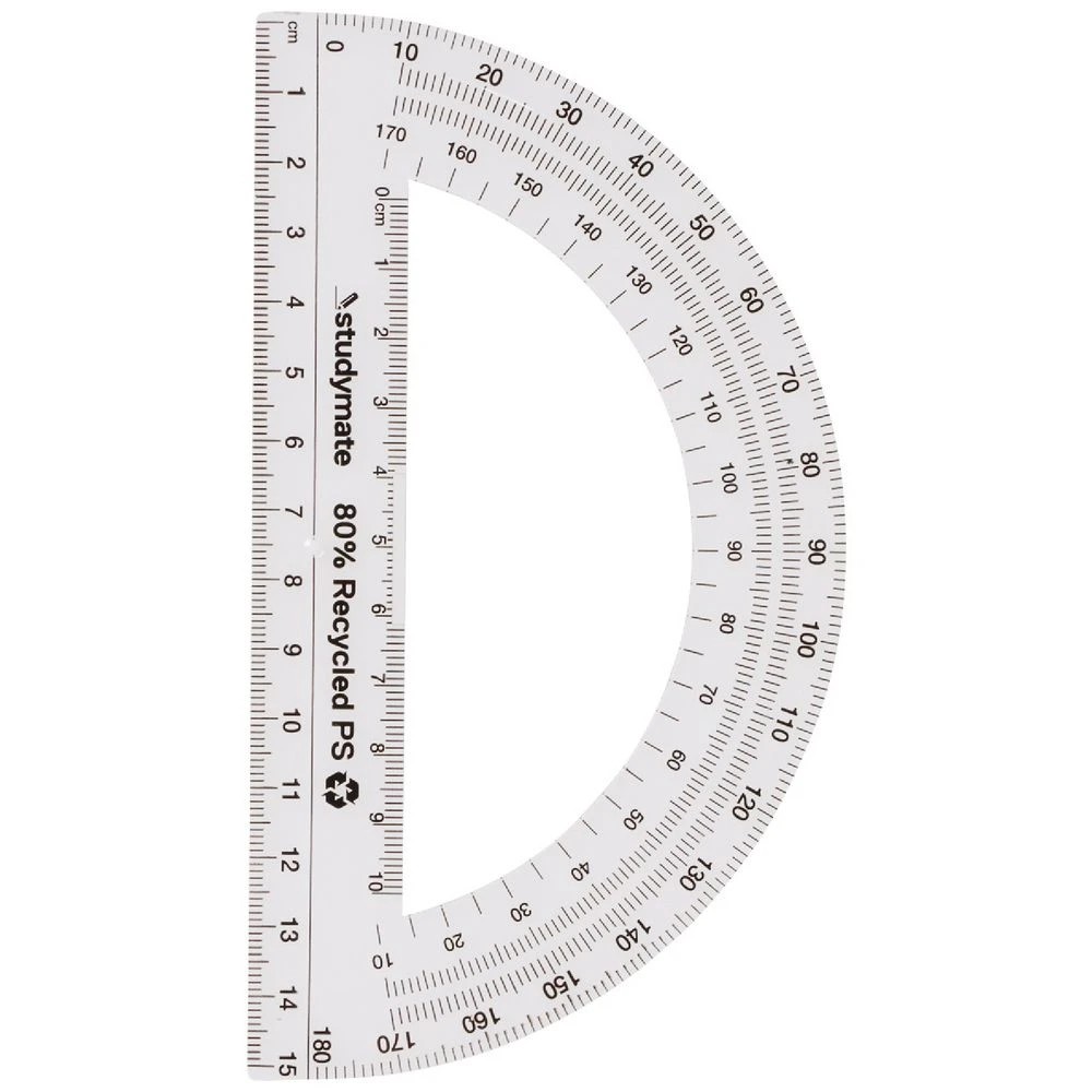 1 Studymate 15cm 180 Degrees Protractor, 1 of 2