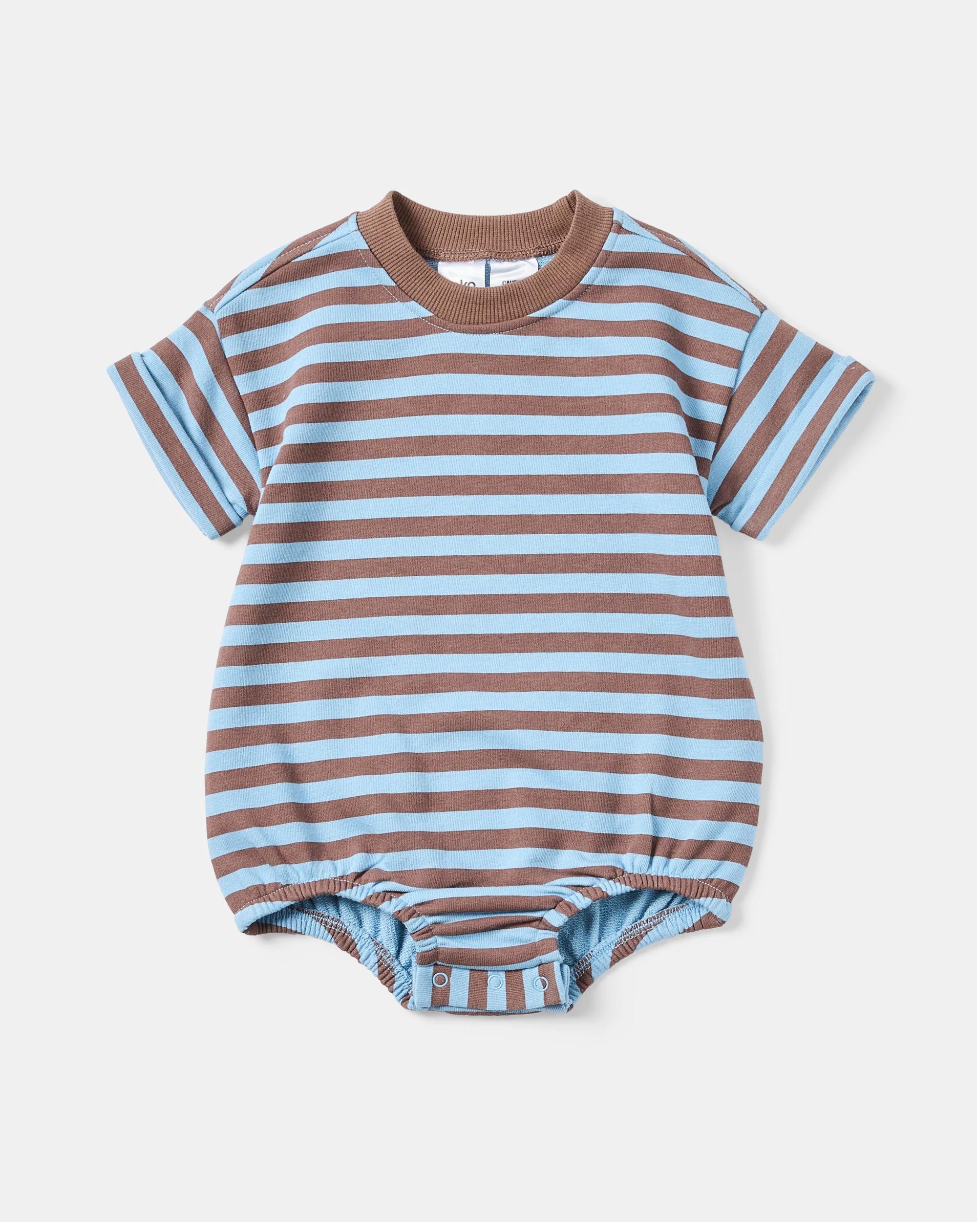 1 Short Sleeve Terry Bodysuit Blu Strpe, 1 of 3