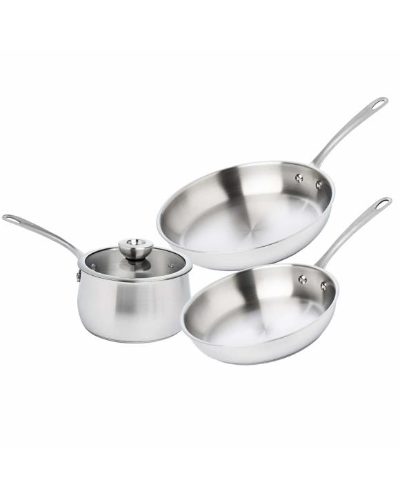Meyer White Steel Stainless Steel Induction 3 Piece Starter Set - Silver