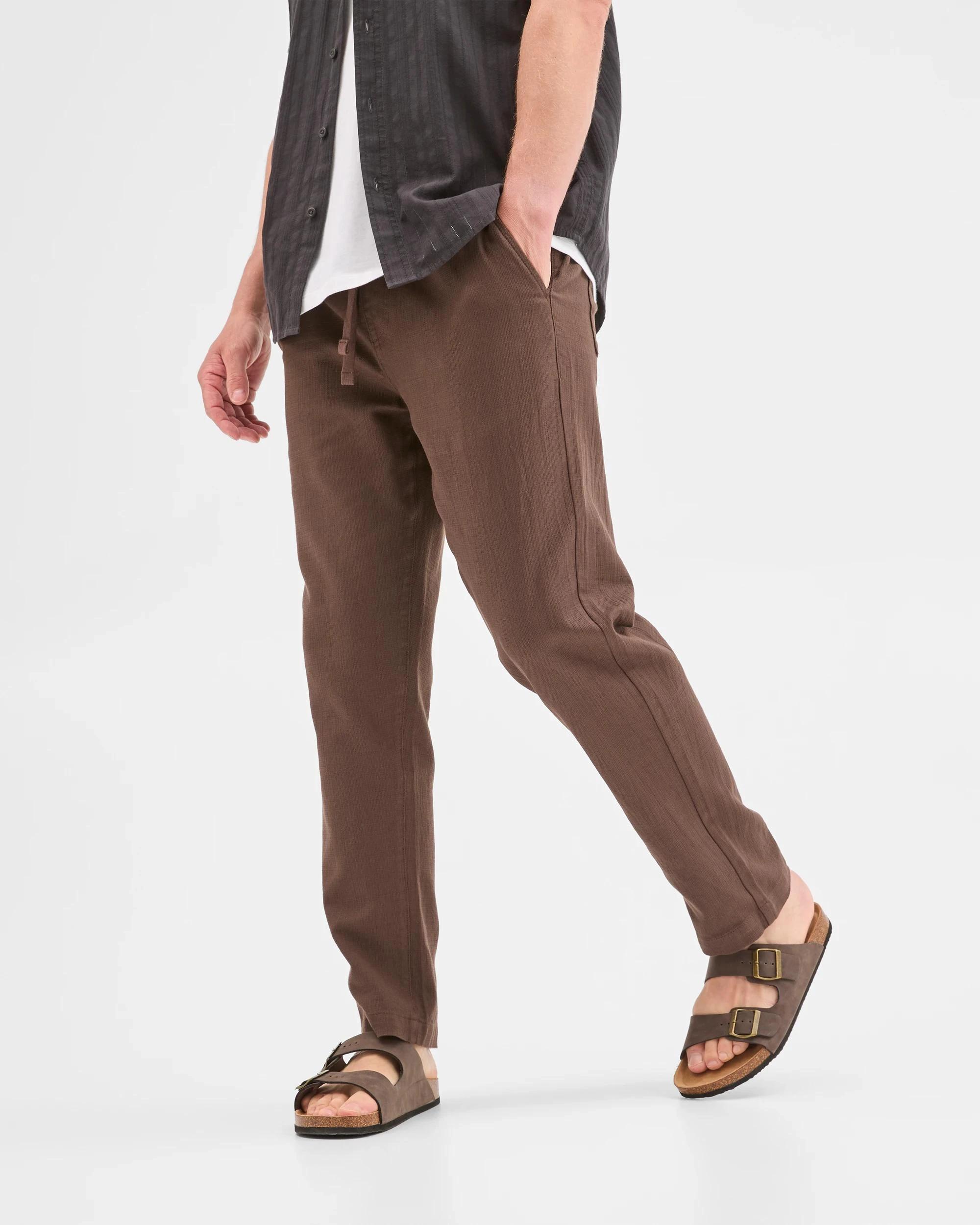 2 Target Australian Cotton Relaxed Textured Pants CHOCOLATE, 2 of 5