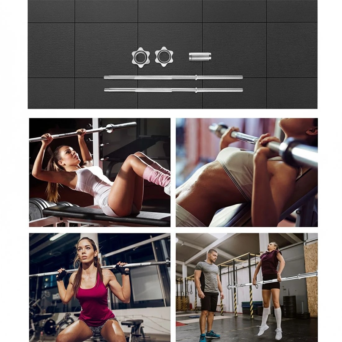 6 Everfit 168CM 5.5FT Barbell Bar Fitness Weight Plates Dumbbells - Silver, 6 of 6