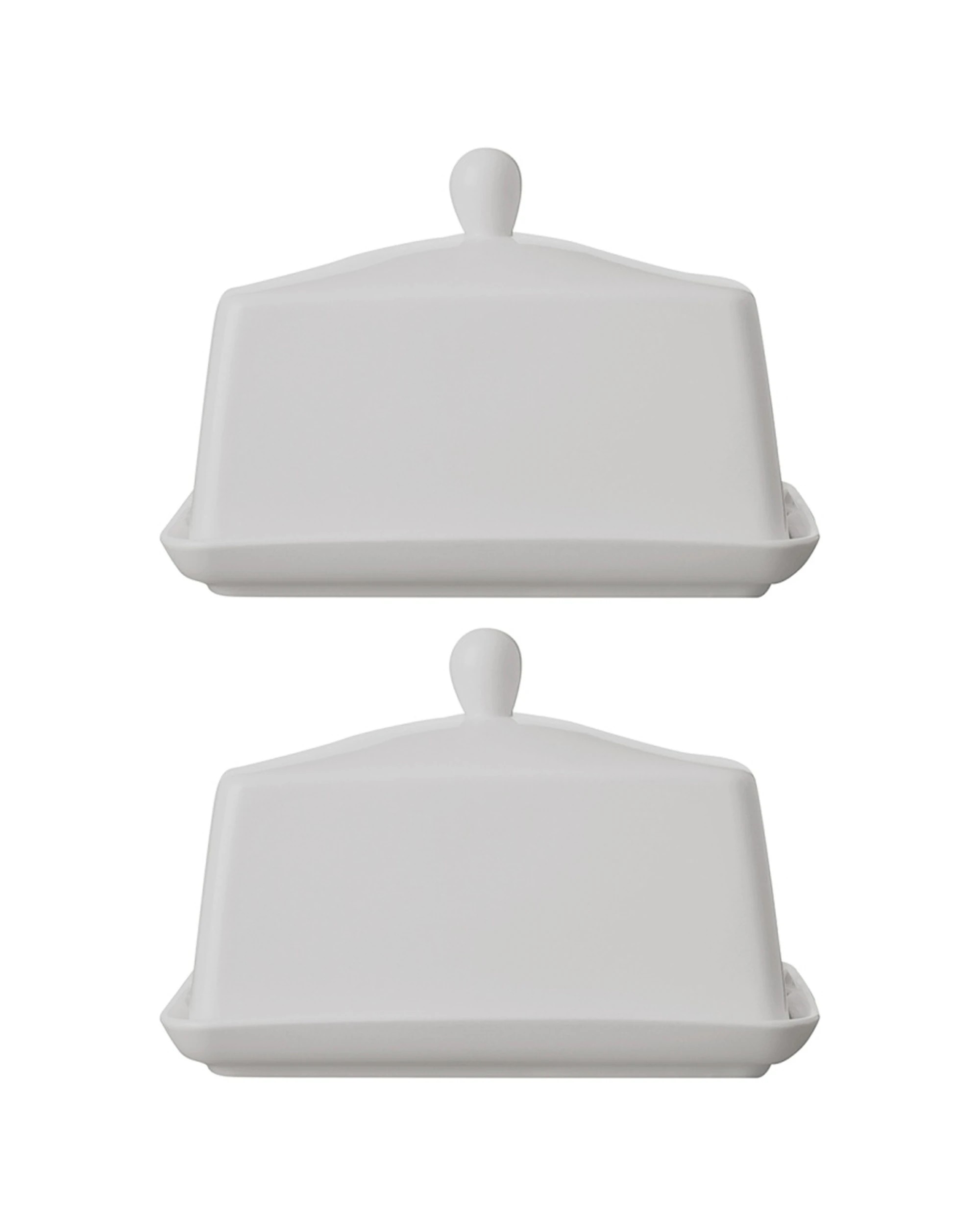 1 Maxwell & Williams 2x Basics Porcelain Butter Dish Container & Cover Set 16cm, 1 of 2