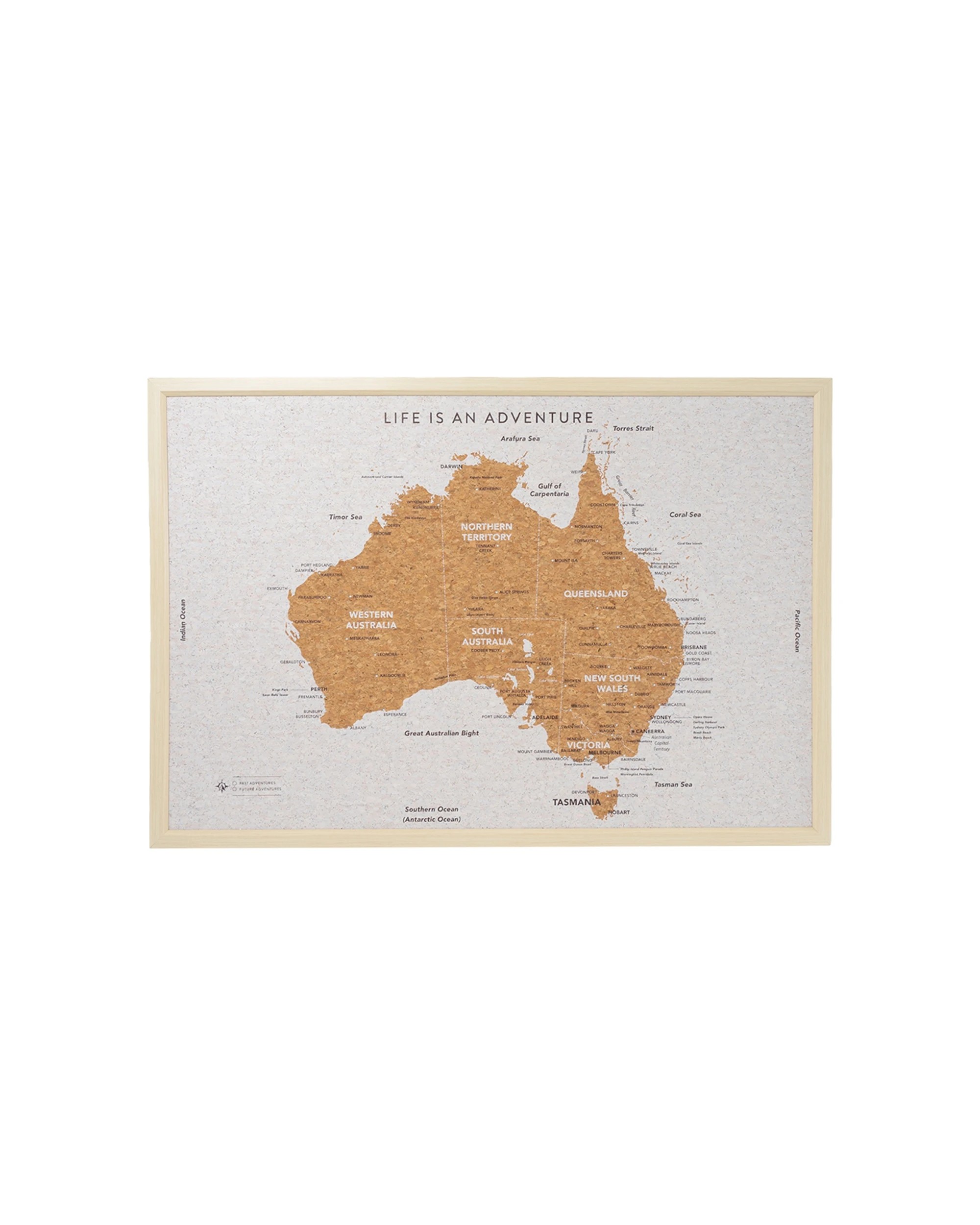 3 Travel 99x70cm Large Australia Map Adventure/trip Framed Cork Board W/ Pins - Brown, 3 of 3