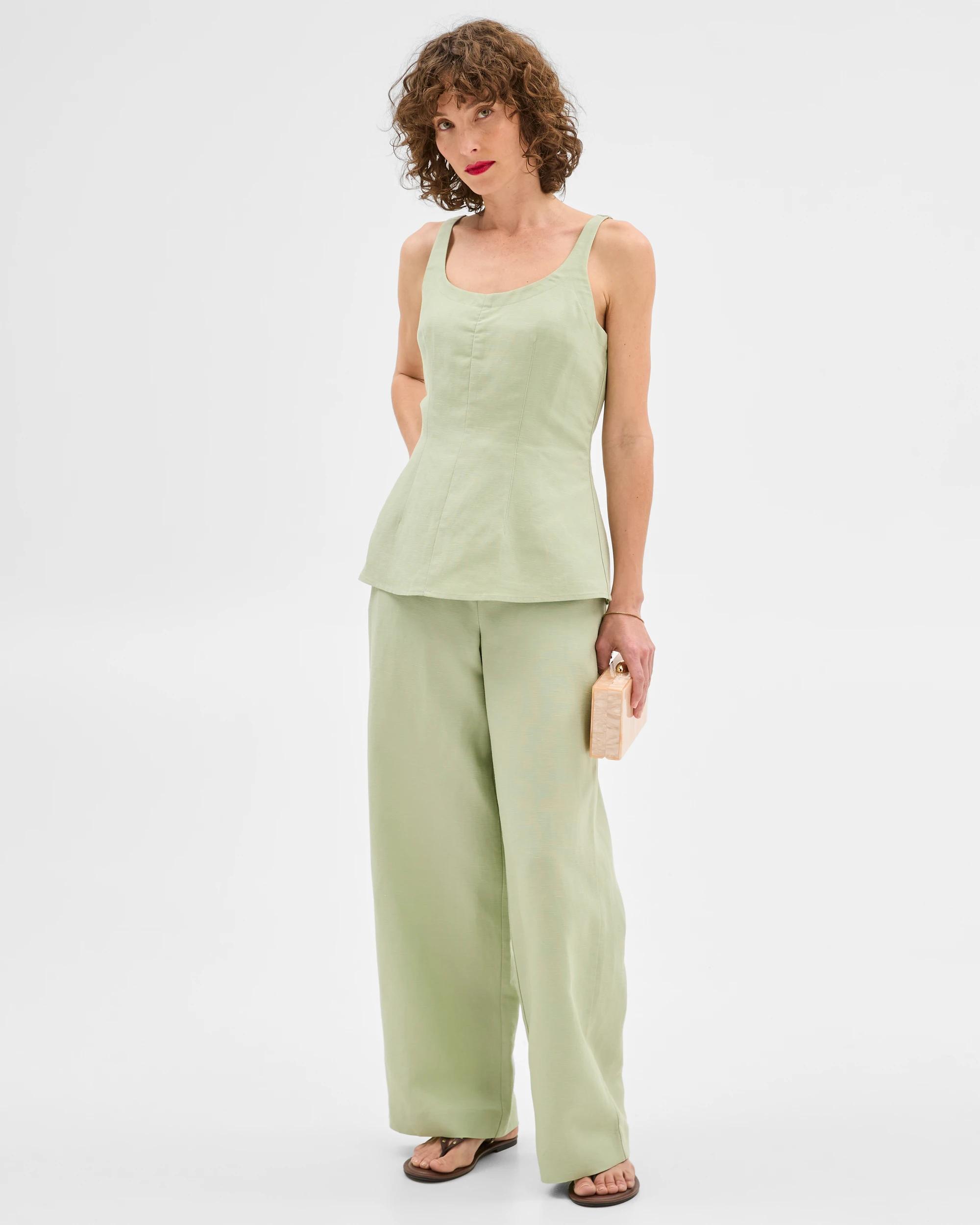 1 Linen Blend Wide Leg Pants - Preview DESERT SAGE, 1 of 6