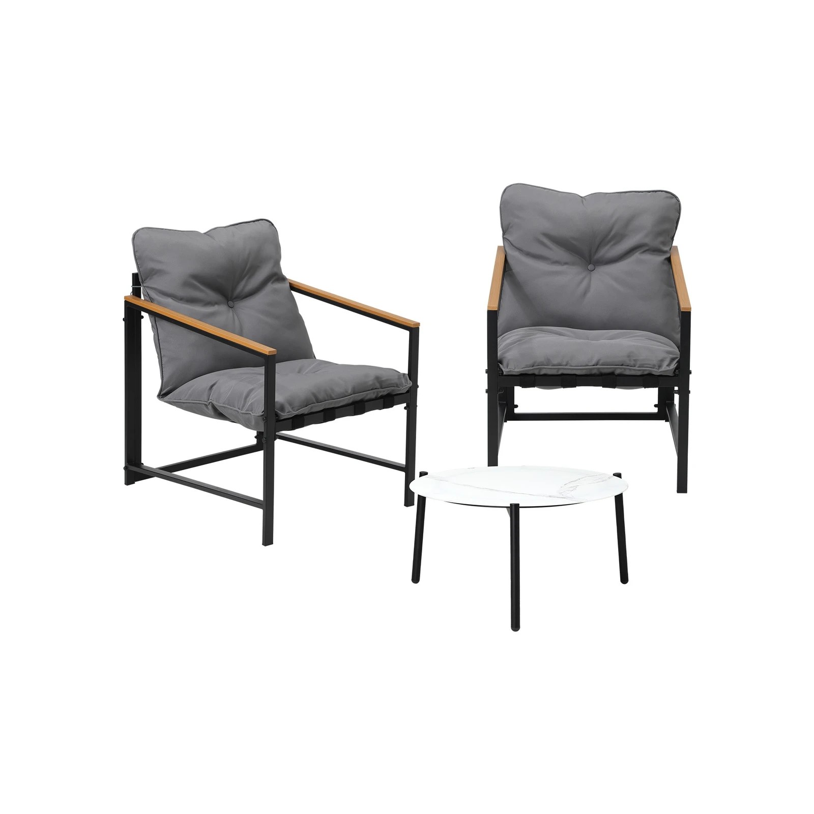 4 Livsip 3pc Outdoor Patio Furniture Set Bistro Sets 50cm Round Marble Table
 - Multi, 4 of 10