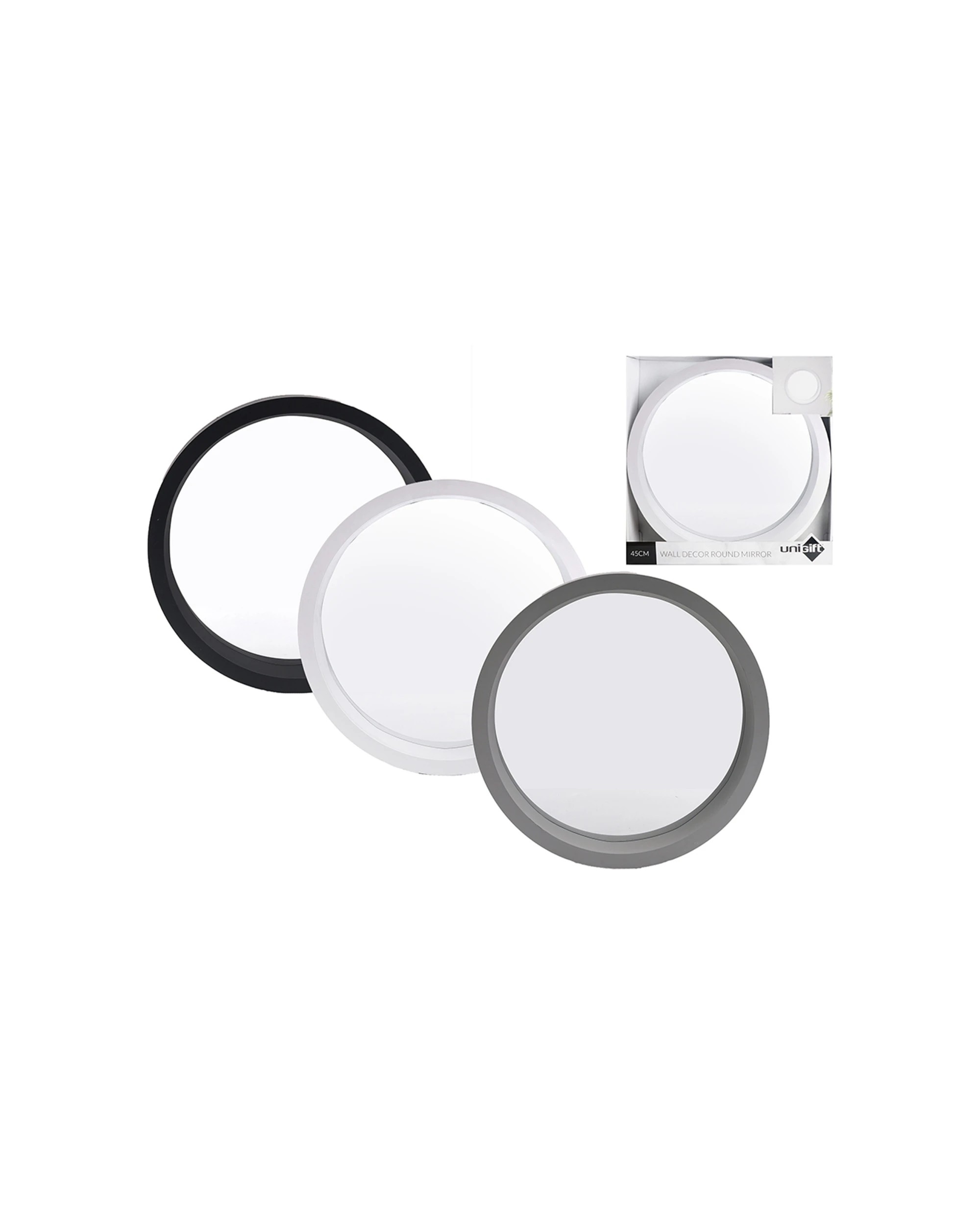 2 Unigift Home Wall Decor Mirror Round Stylish 45cm - Multi, 2 of 2
