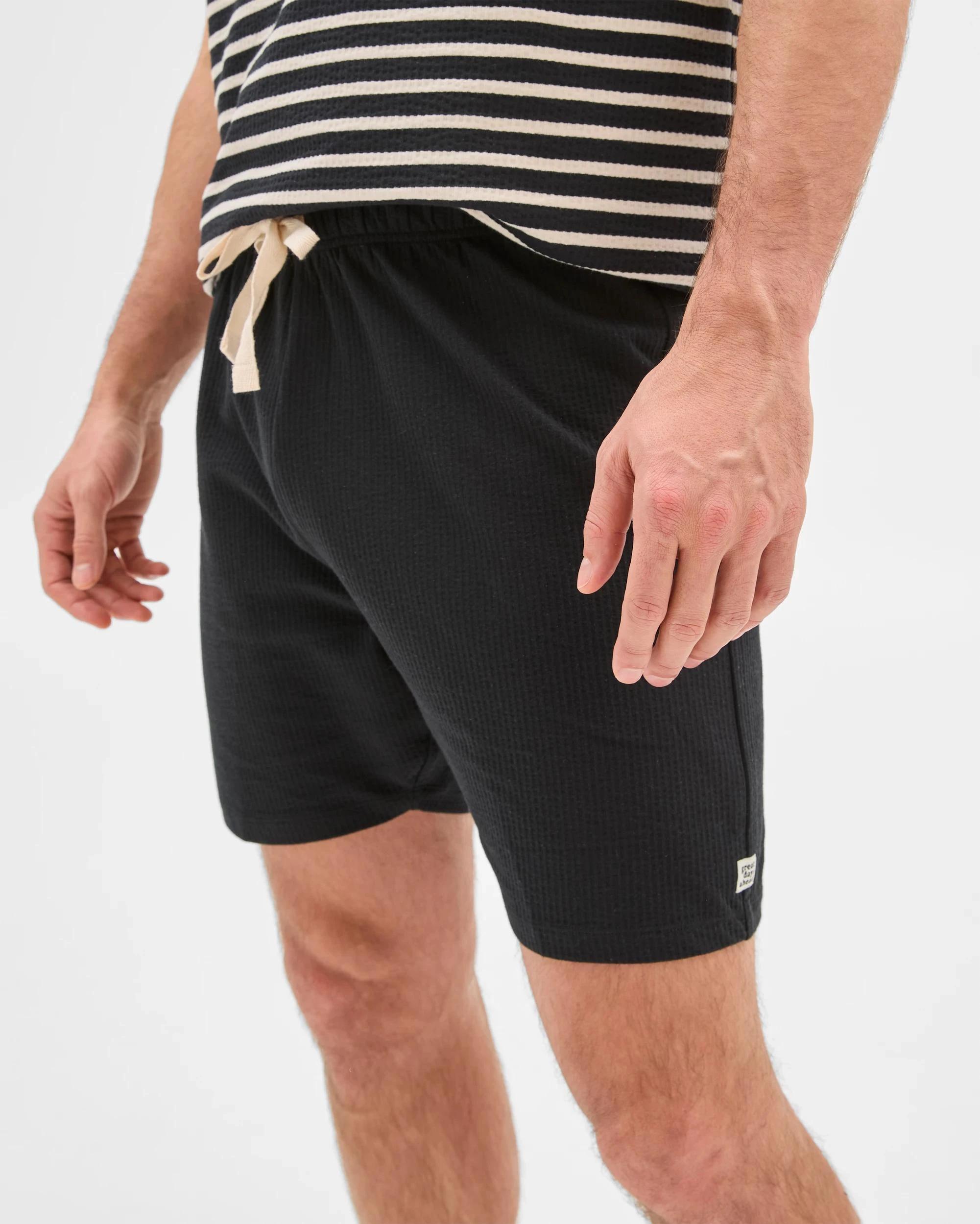 4 Mens Australian Cotton Blend Stripe/Seeersucker Short Pyjama Set - Maxx BLACK/PUMICE STONE STRIPE, 4 of 7