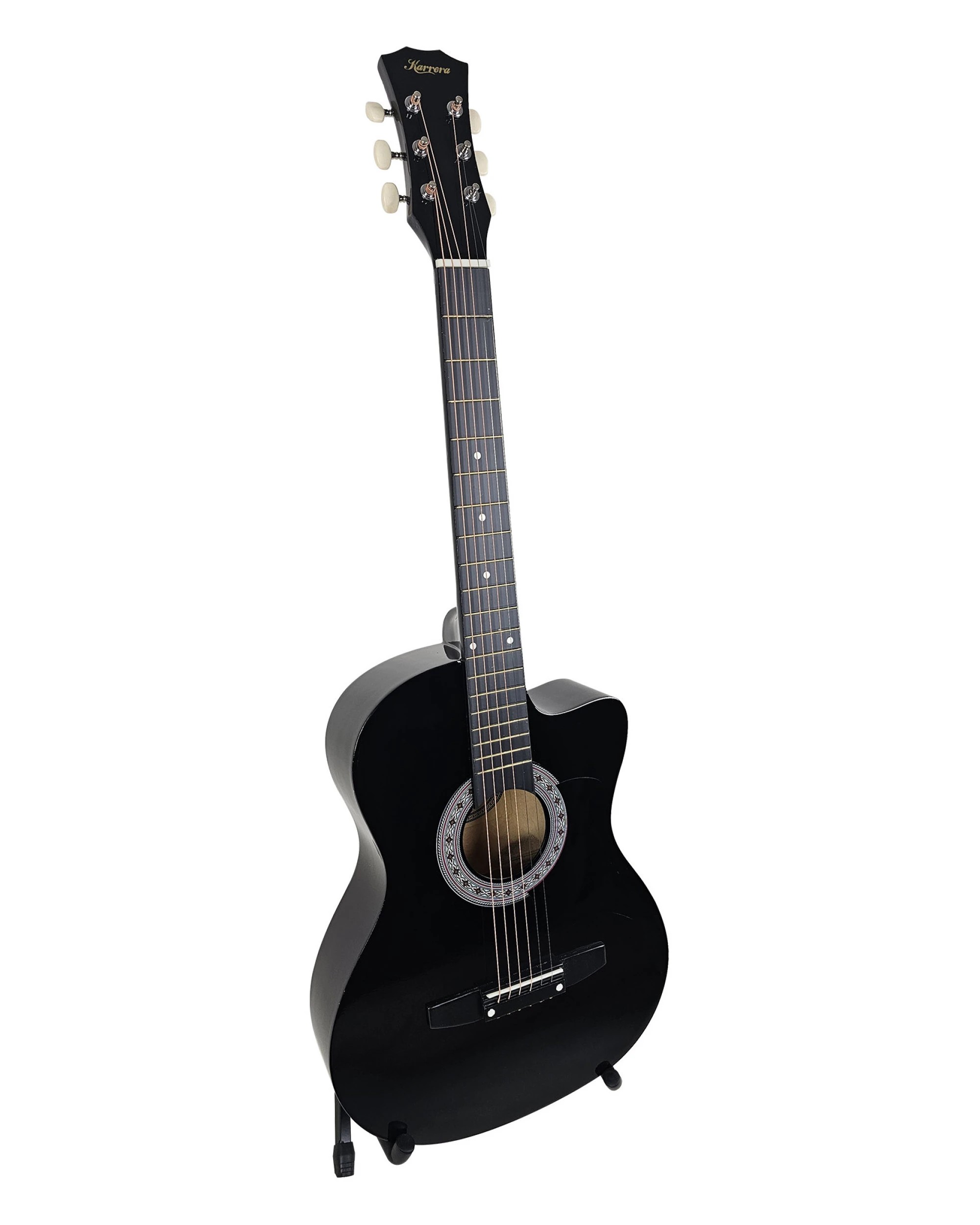 1 Karrera 38in Pro Cutaway Acoustic Guitar with Carry Bag - Black, 1 of 10