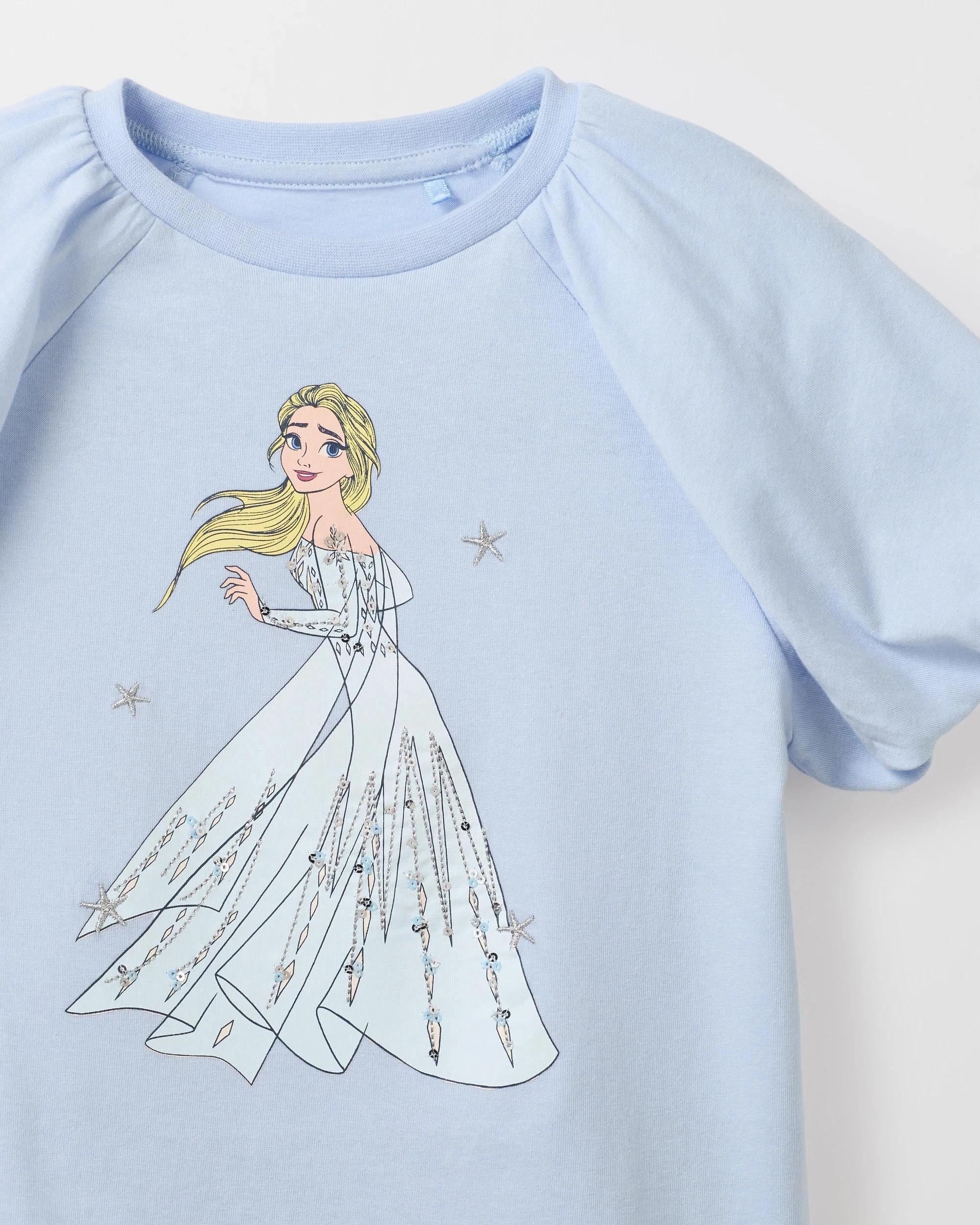 2 Disney Frozen Australian Cotton Puff Sleeve T-Shirt BLUE, 2 of 2