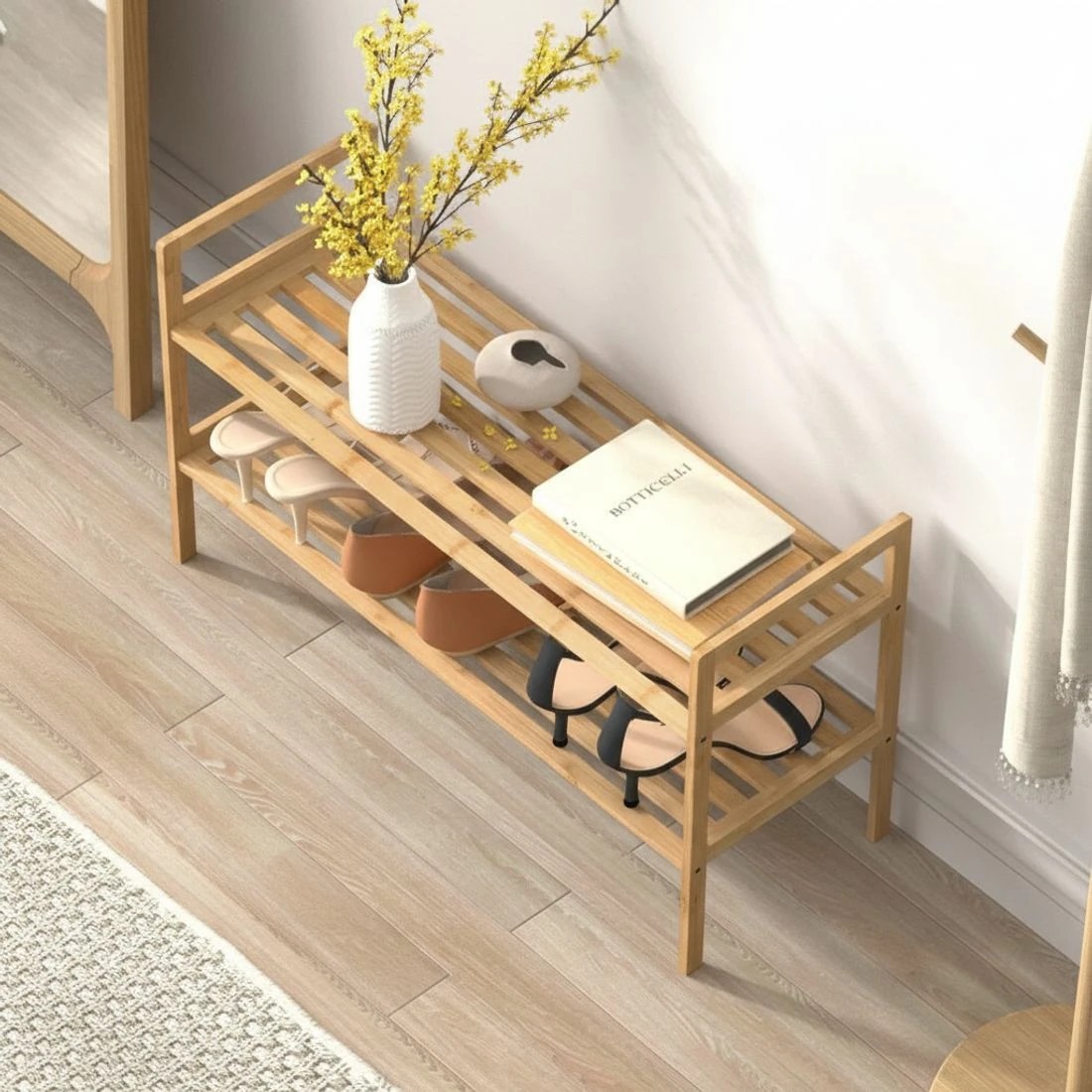 7 Artiss Shoe Rack Cabinet Bamboo Storage Organiser - Brown, 7 of 7