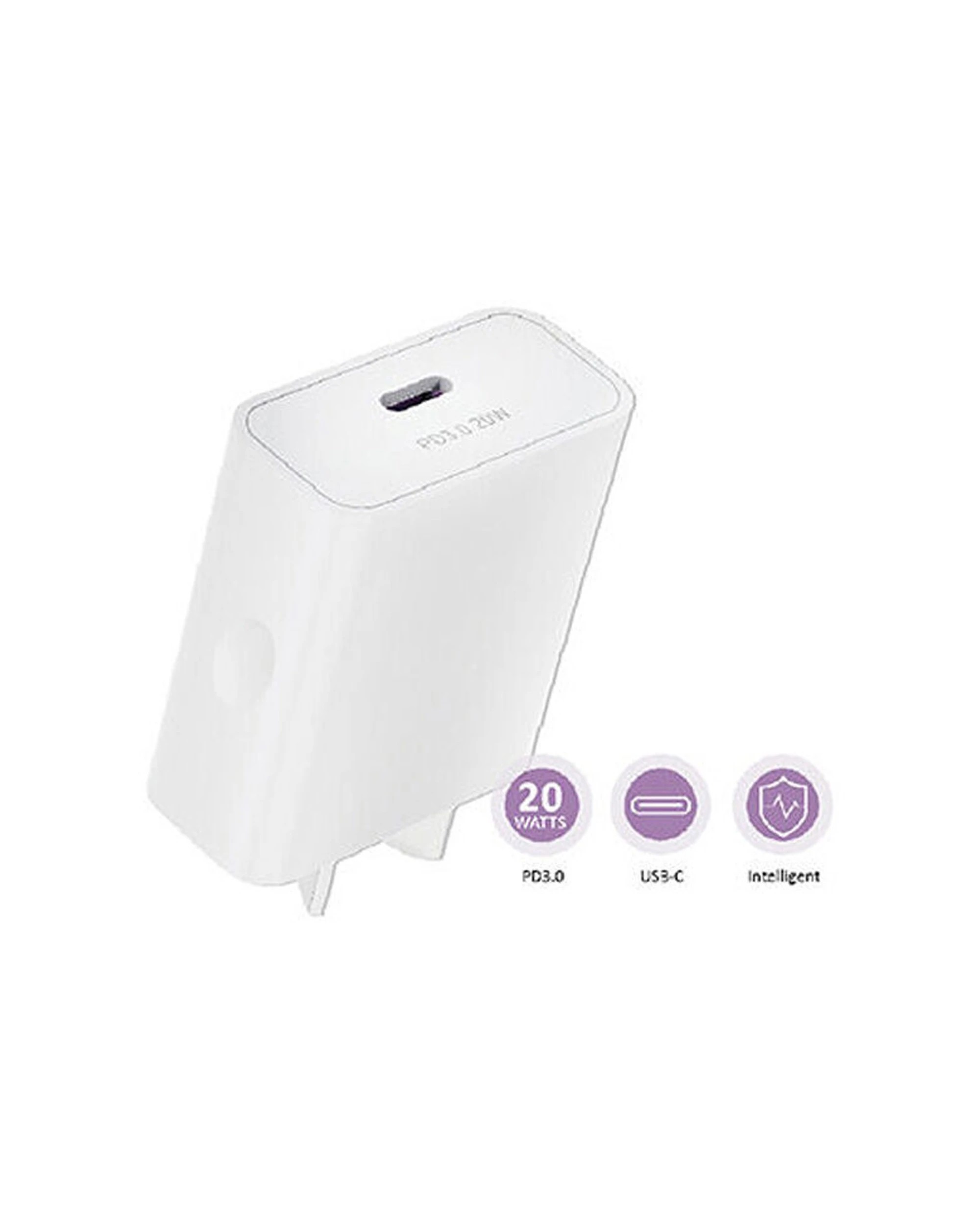 3 Sansai Low Profile USB-C Wall Charger PD20W Fast Charging Compact Design for Phone and Tablet - White, 3 of 3