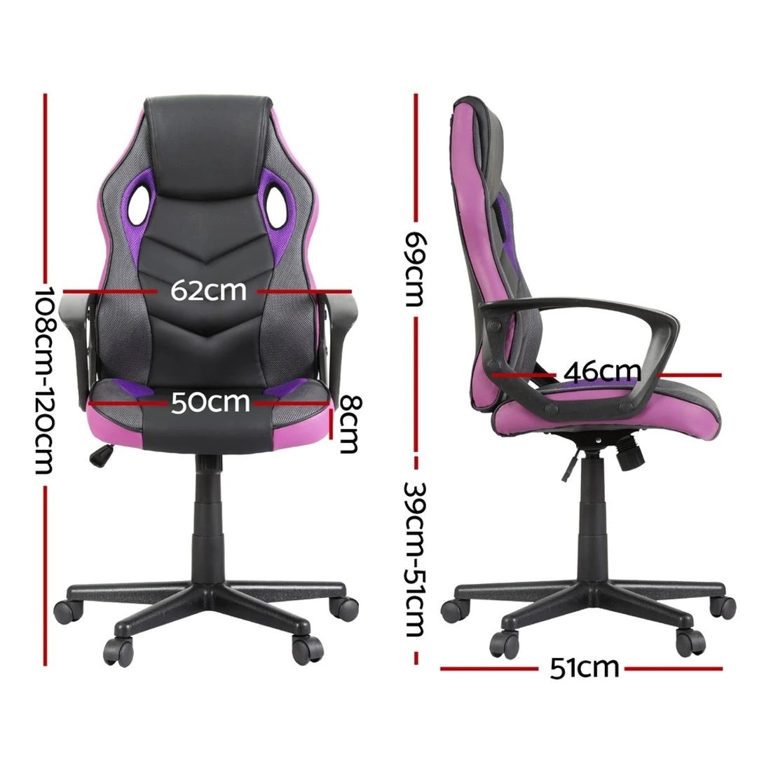 2 Artiss Gaming Office Chair Computer Chairs - Purple, 2 of 5