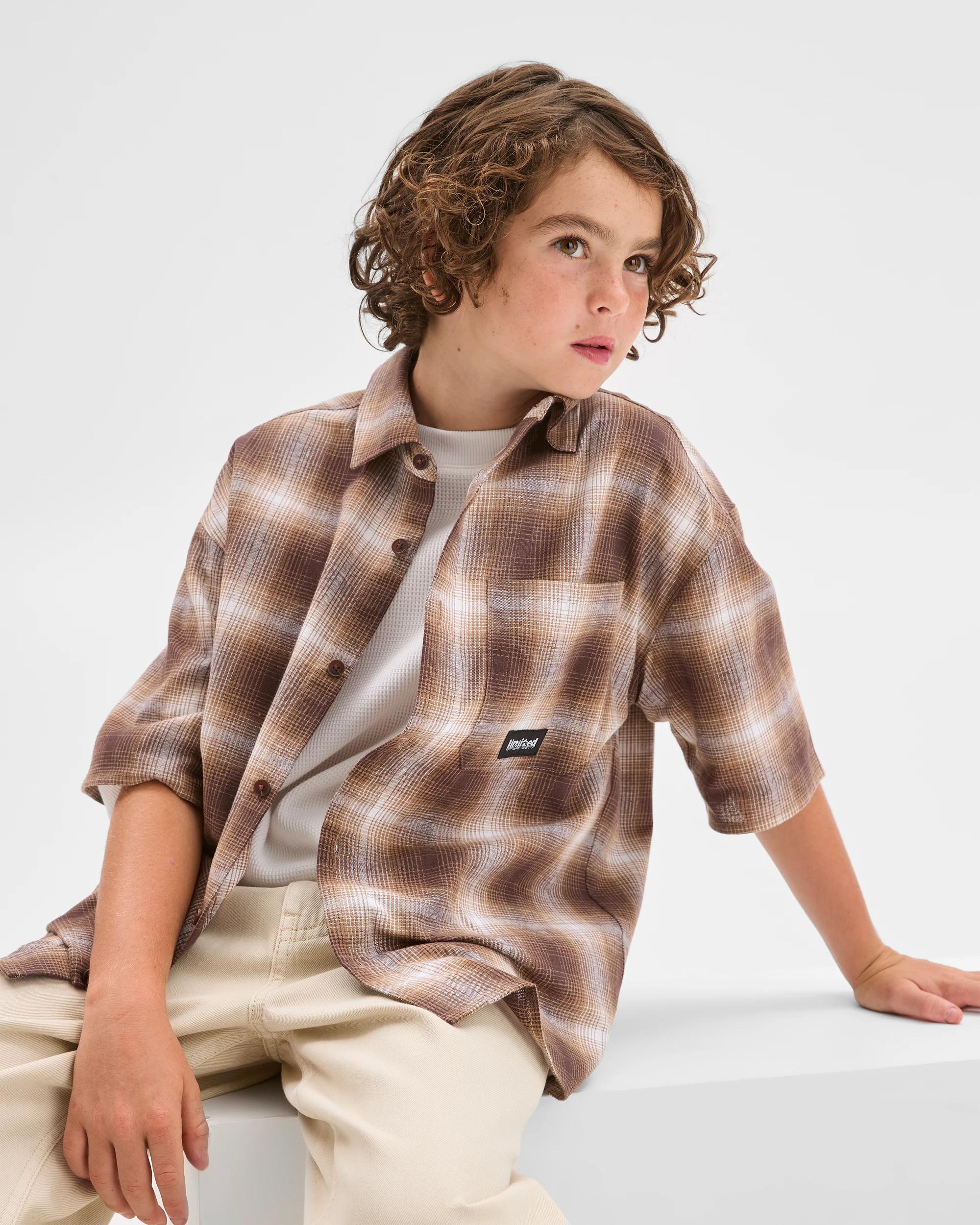 3 Target Kids Australian Cotton Short Sleeve Check Shirt BROWN, 3 of 6
