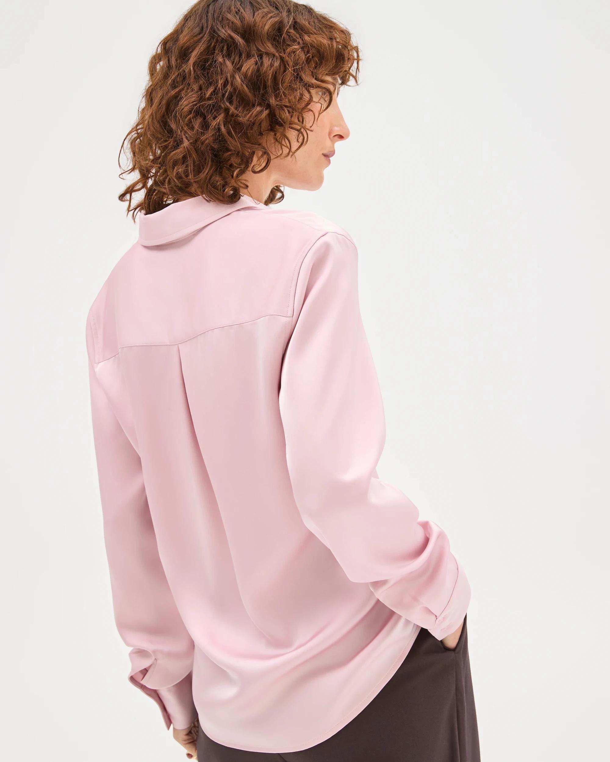 6 Preview Satin Long Sleeve Button Up Shirt MAUVE, 6 of 6