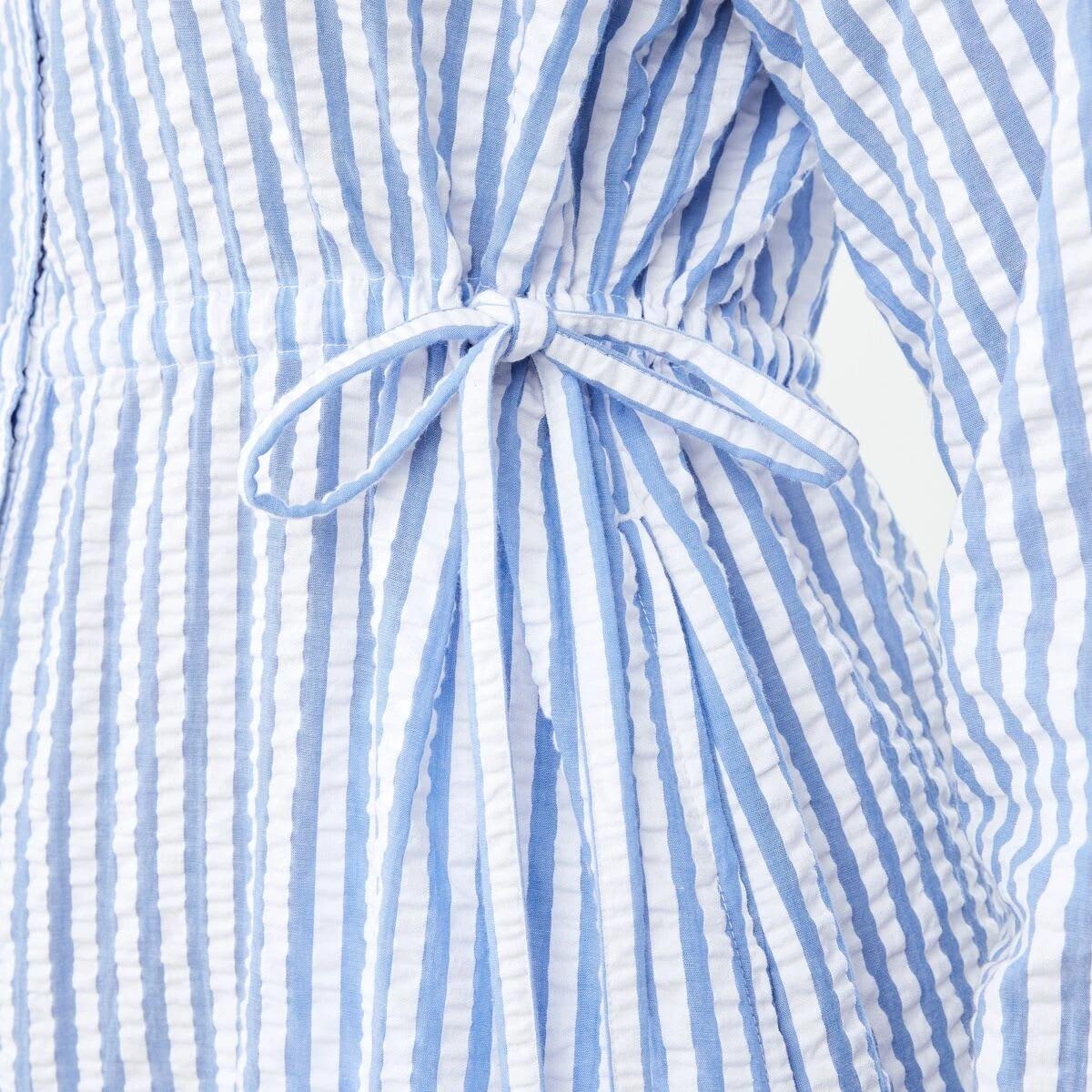 6 Long Sleeve Ruched Front Midi Shirt Dress Tny Stripe, 6 of 8