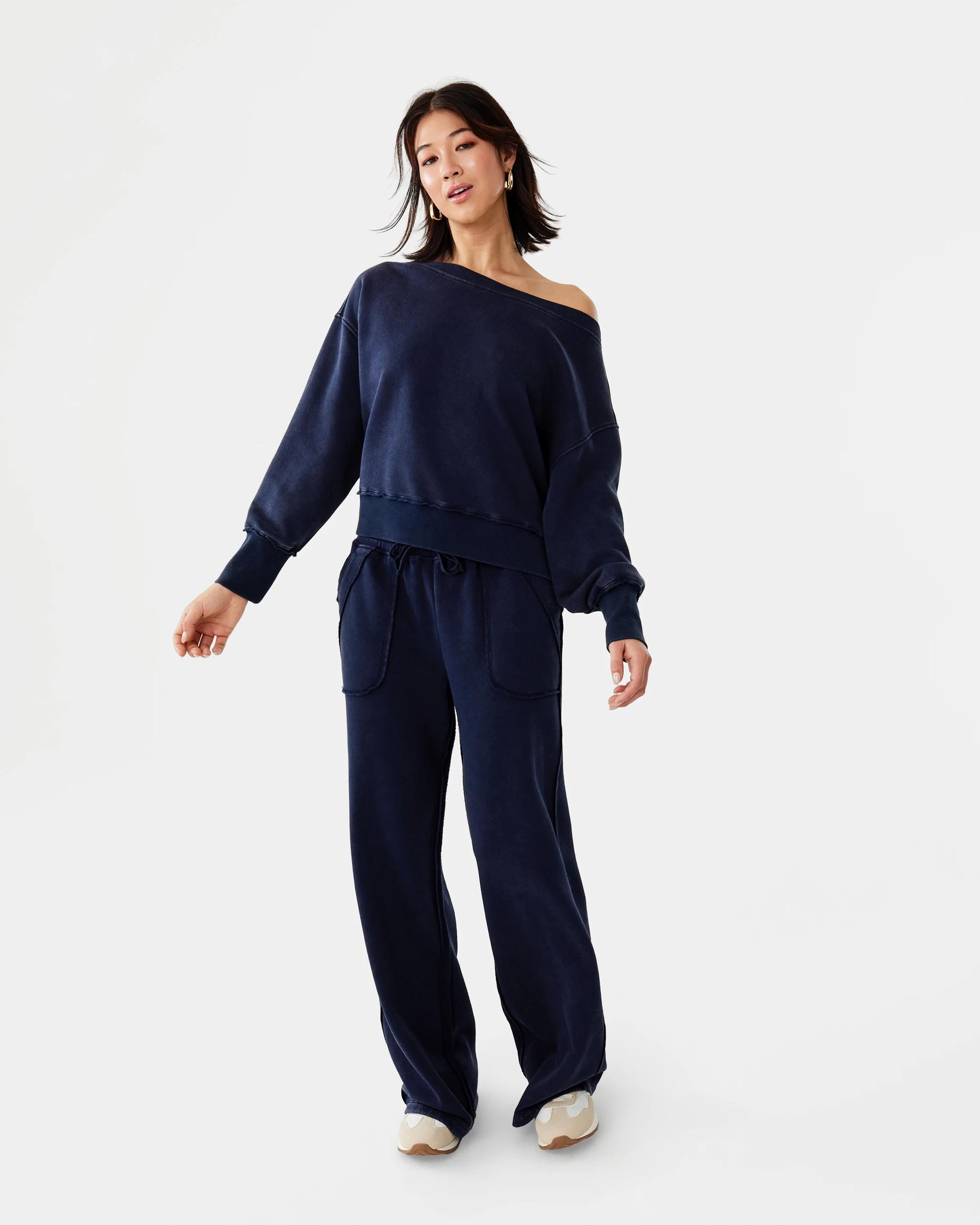 2 Off The Shoulder Sweatshirt Blu Pcoat, 2 of 8