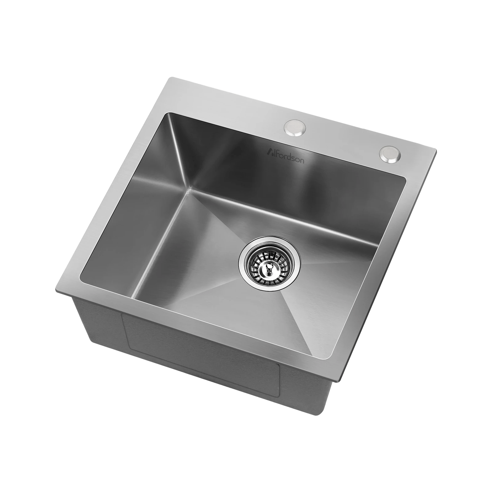 1 Alfordson Kitchen Sink 53x50cm Stainless Steel Basin Single Bowl - Silver, 1 of 8