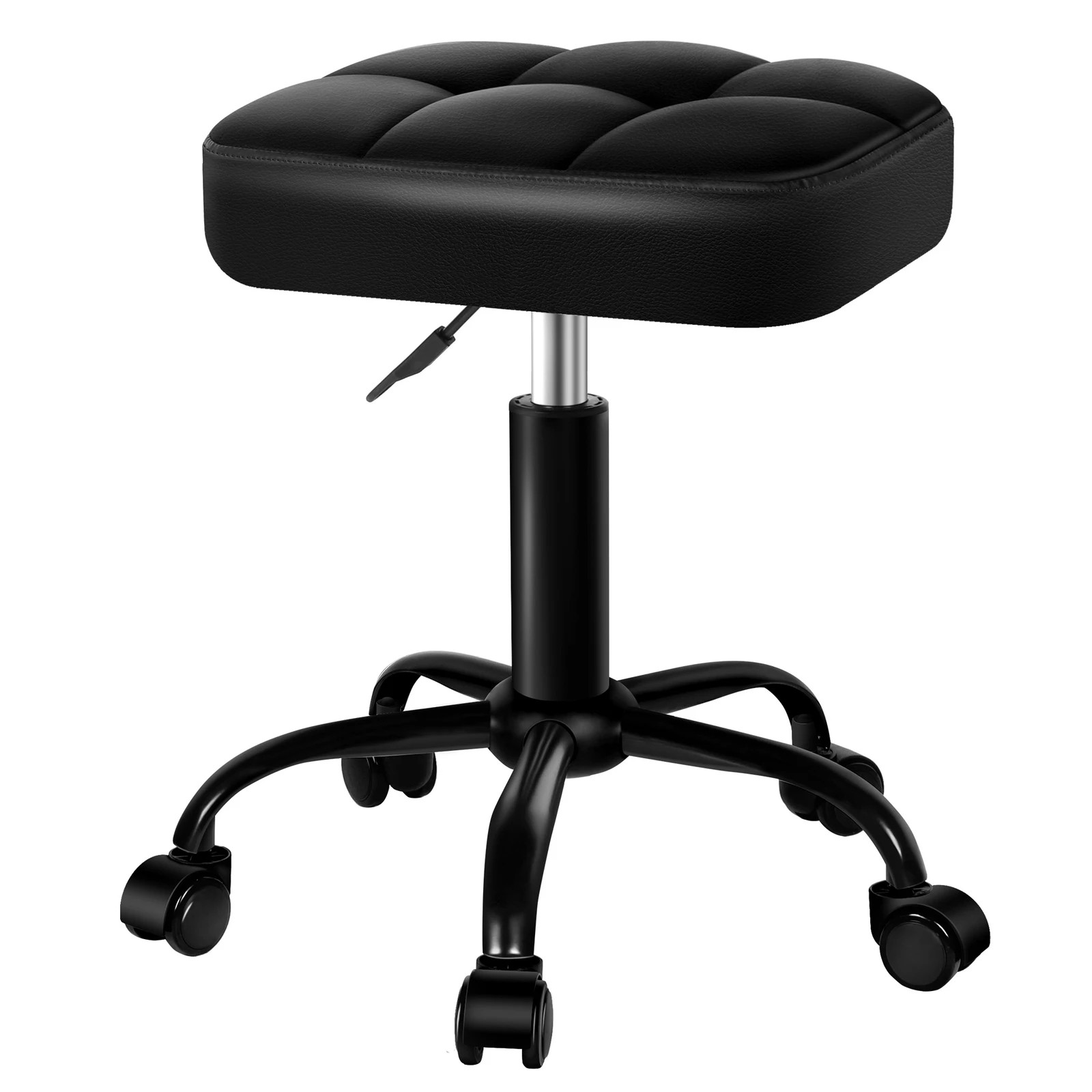 8 Alfordson 2x Salon Stool Square Swivel Barber Hair Chair - All Black, 8 of 10