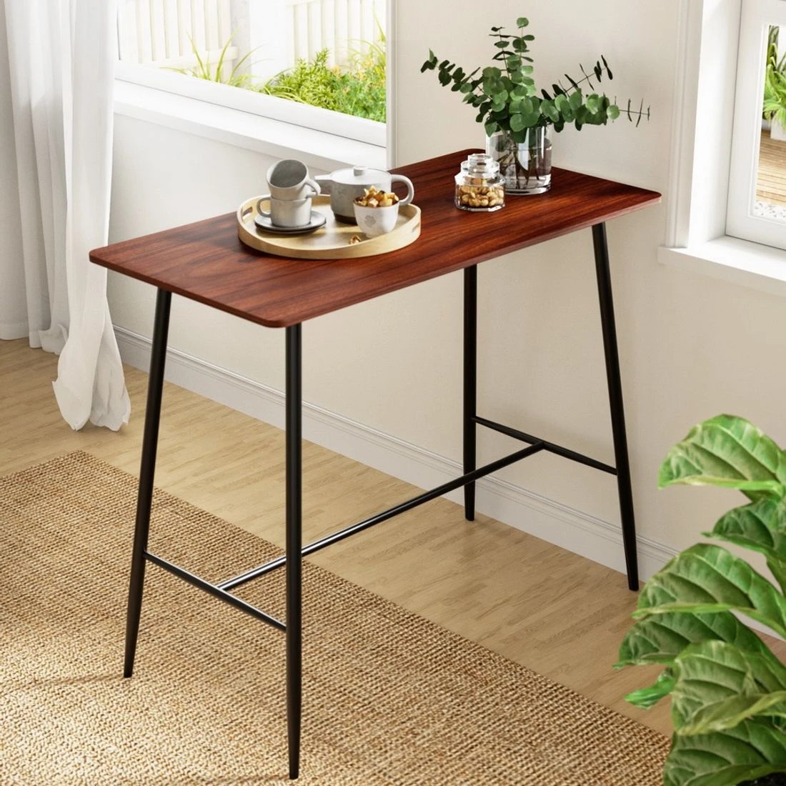 3 Artiss Halle Bar Table 120CM Rectangular - Brown, 3 of 8