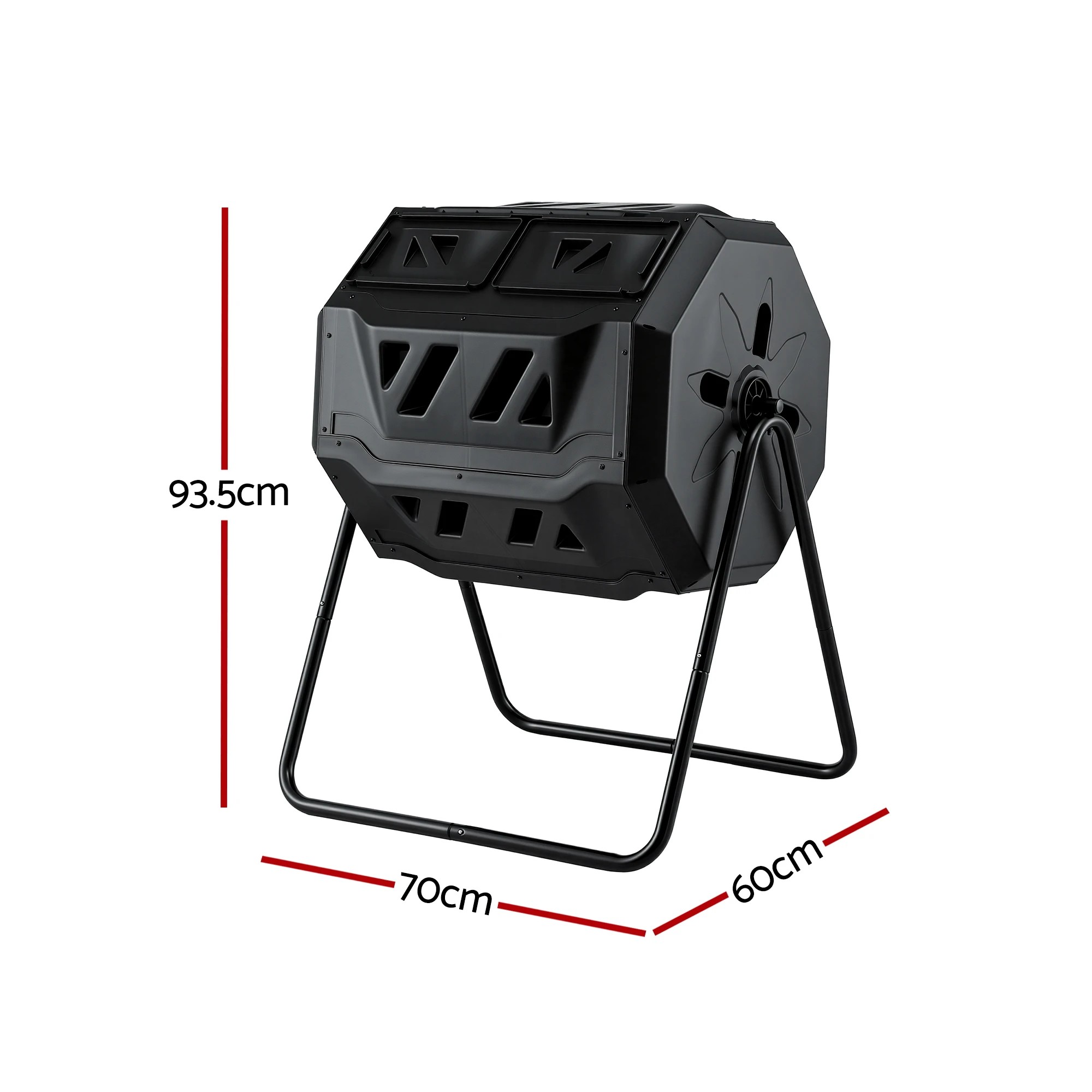 2 Gardeon Compost Bin Dual-Chamber 160L Composter Tumbler Rotating Garden Recycle - Black, 2 of 4