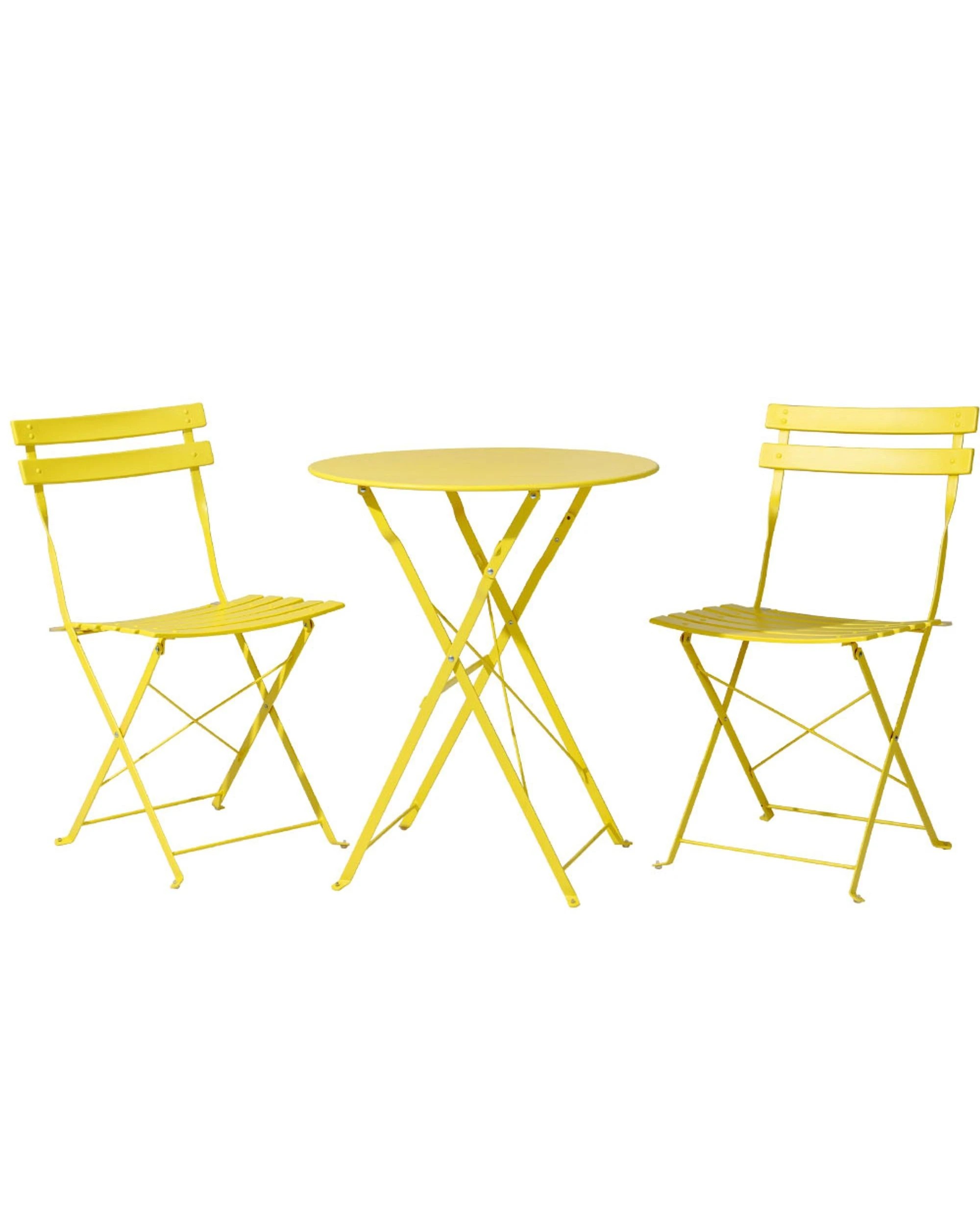 1 Gardeon 3PC Outdoor Bistro Set Steel Table and Chairs Patio Furniture - Yellow, 1 of 4