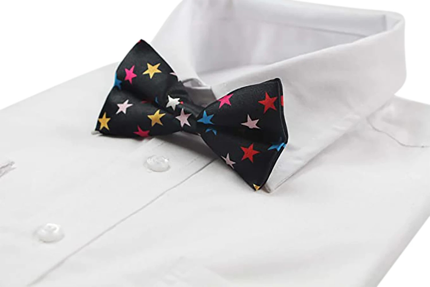 5 Zasel Mens Black With Multicoloured Stars Patterned Bow Tie - Multi, 5 of 5