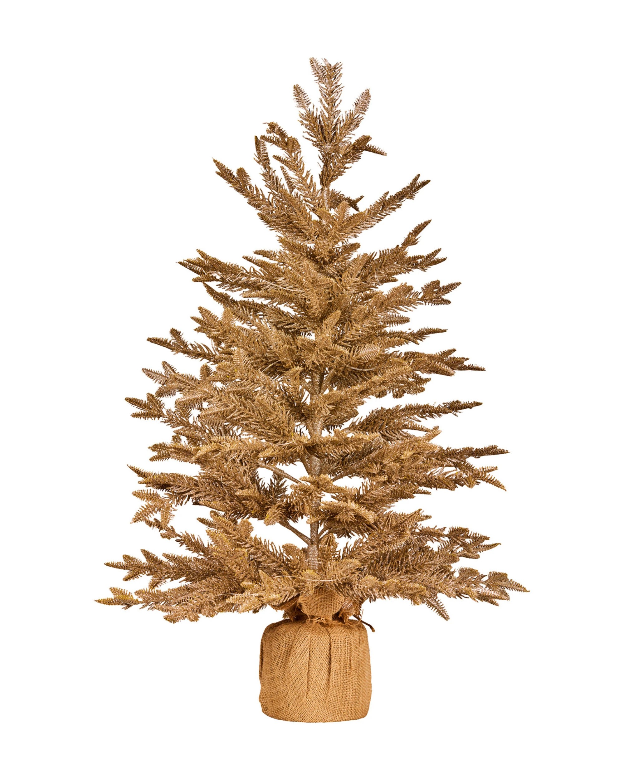 2 Christabelle 3ft Christmas Tree With Lights - Gold Fir In Hessian Base, 2 of 6