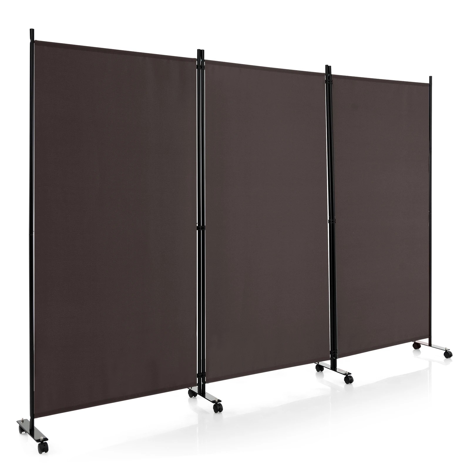 1 Costway 3 Panels Folding Tall Room Divider Mobile Privacy Screen Wall Partition Home Office - Brown, 1 of 1